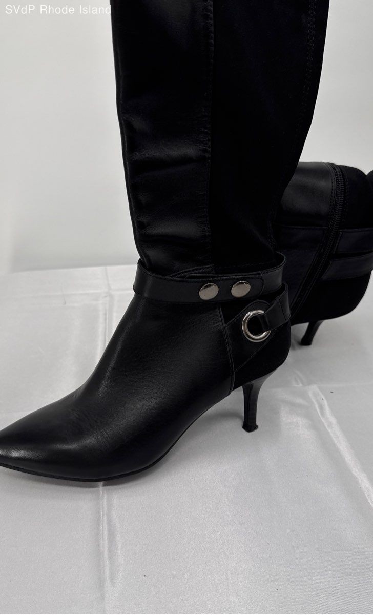 Tahari Tabor Black Leather Heels Boot Women 5