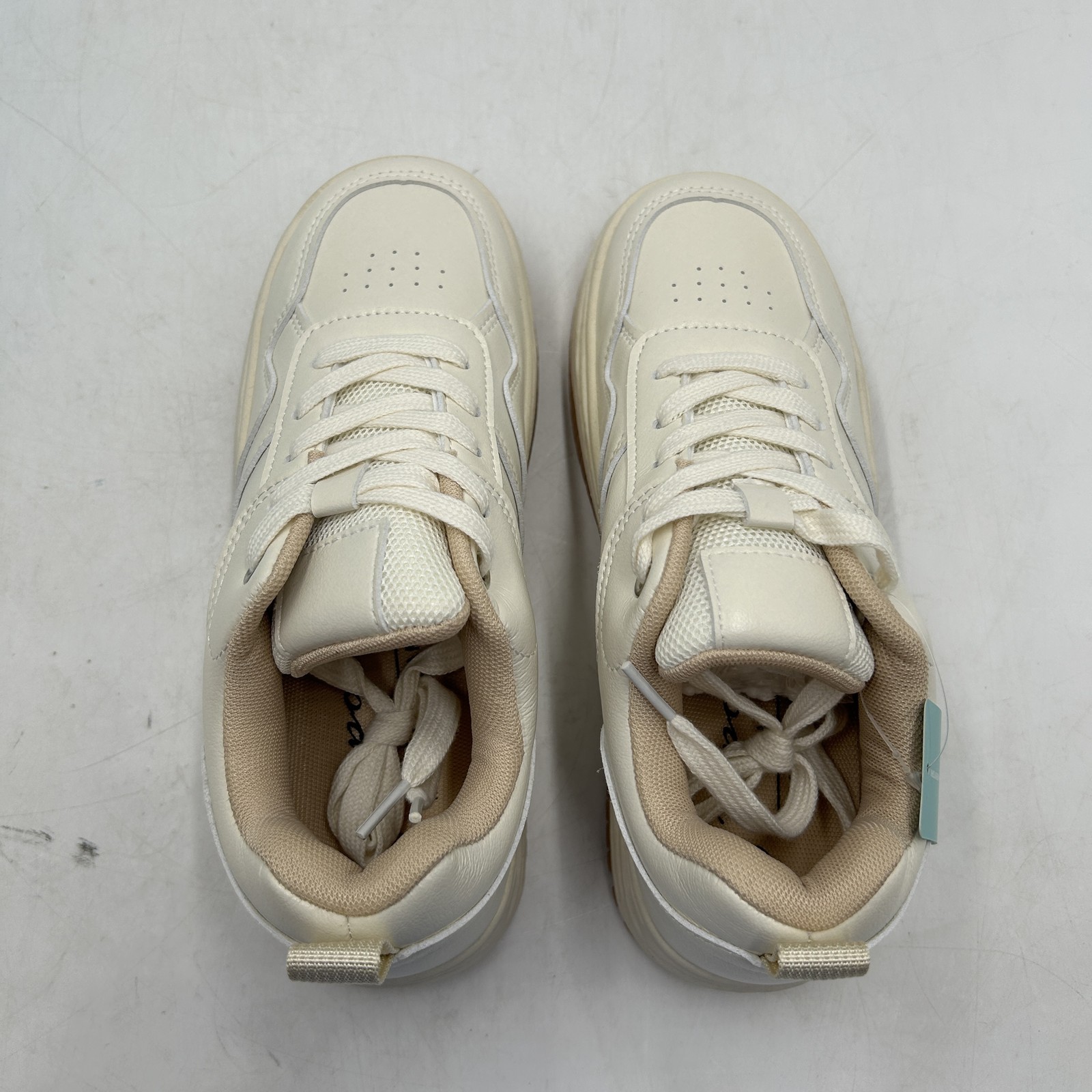 Vepose Shoes Womens Size 7.5, Platform Casual Chunky Sole Sneakers Comfort Beige