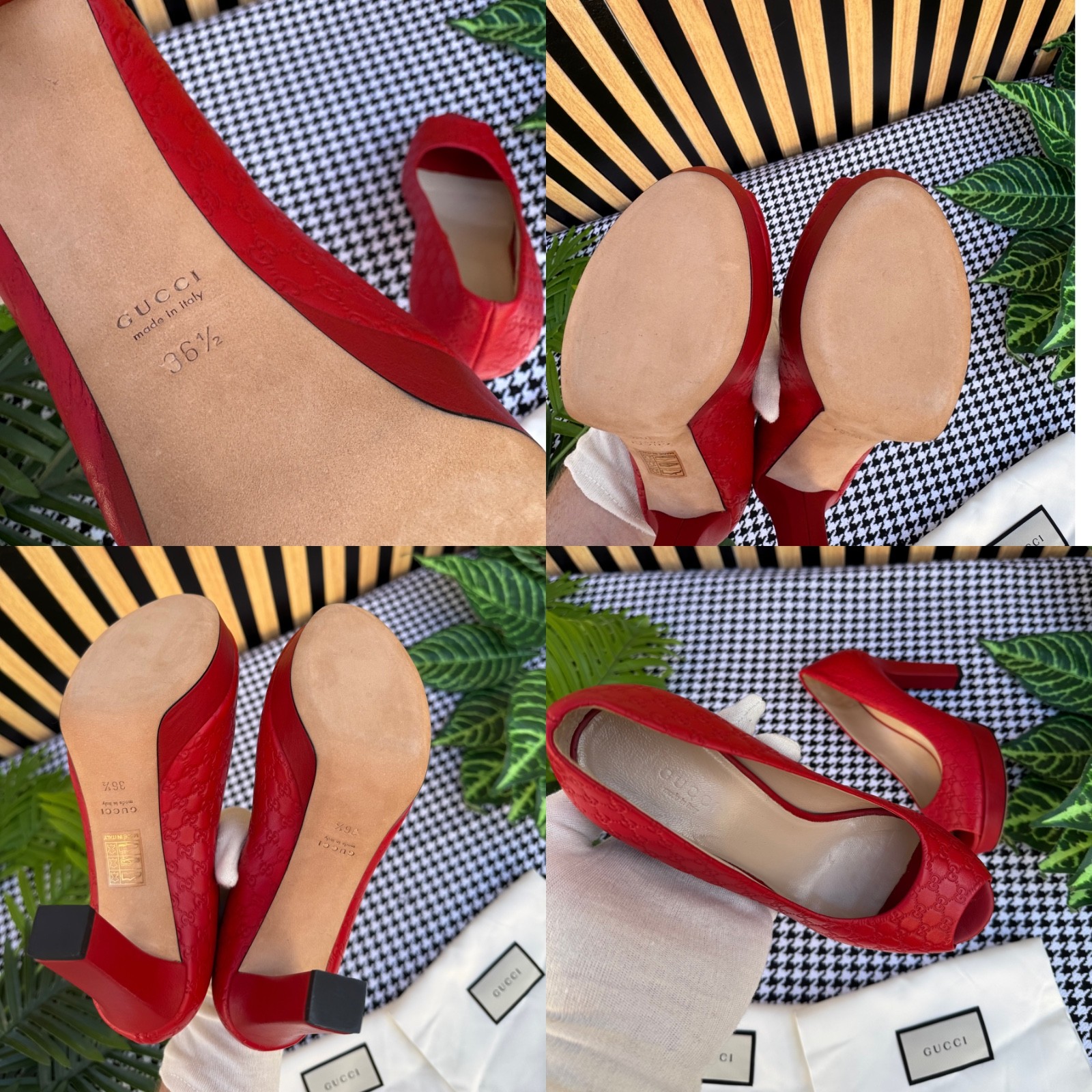 Gucci Women’s Shoes 337812 With Open Toe Guccissima Size US 6 / IT 36 EU 36