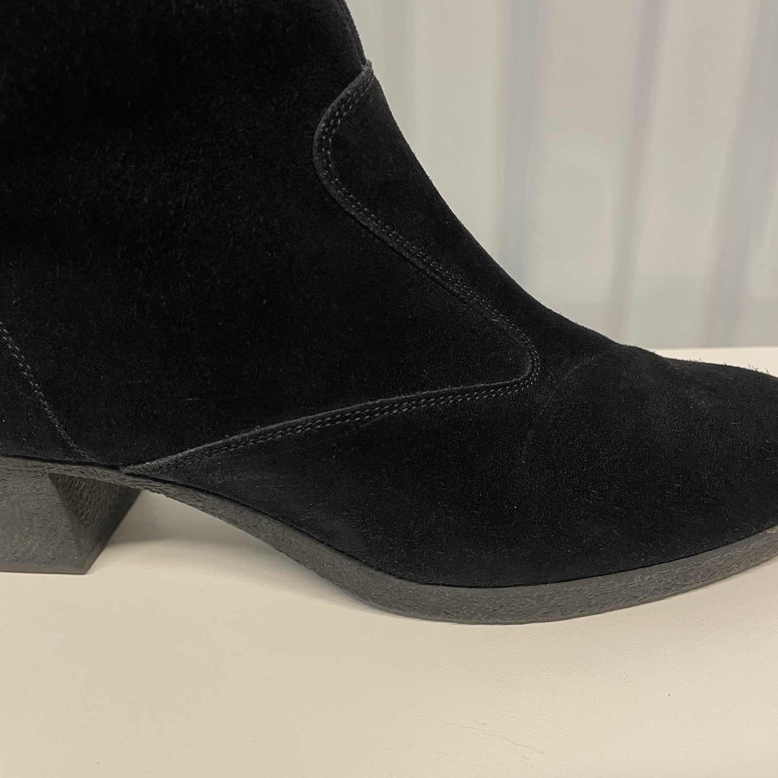 Vintage 90s Ferragamo Black Suede Logo Ankle Boots Women’s 5.5 B