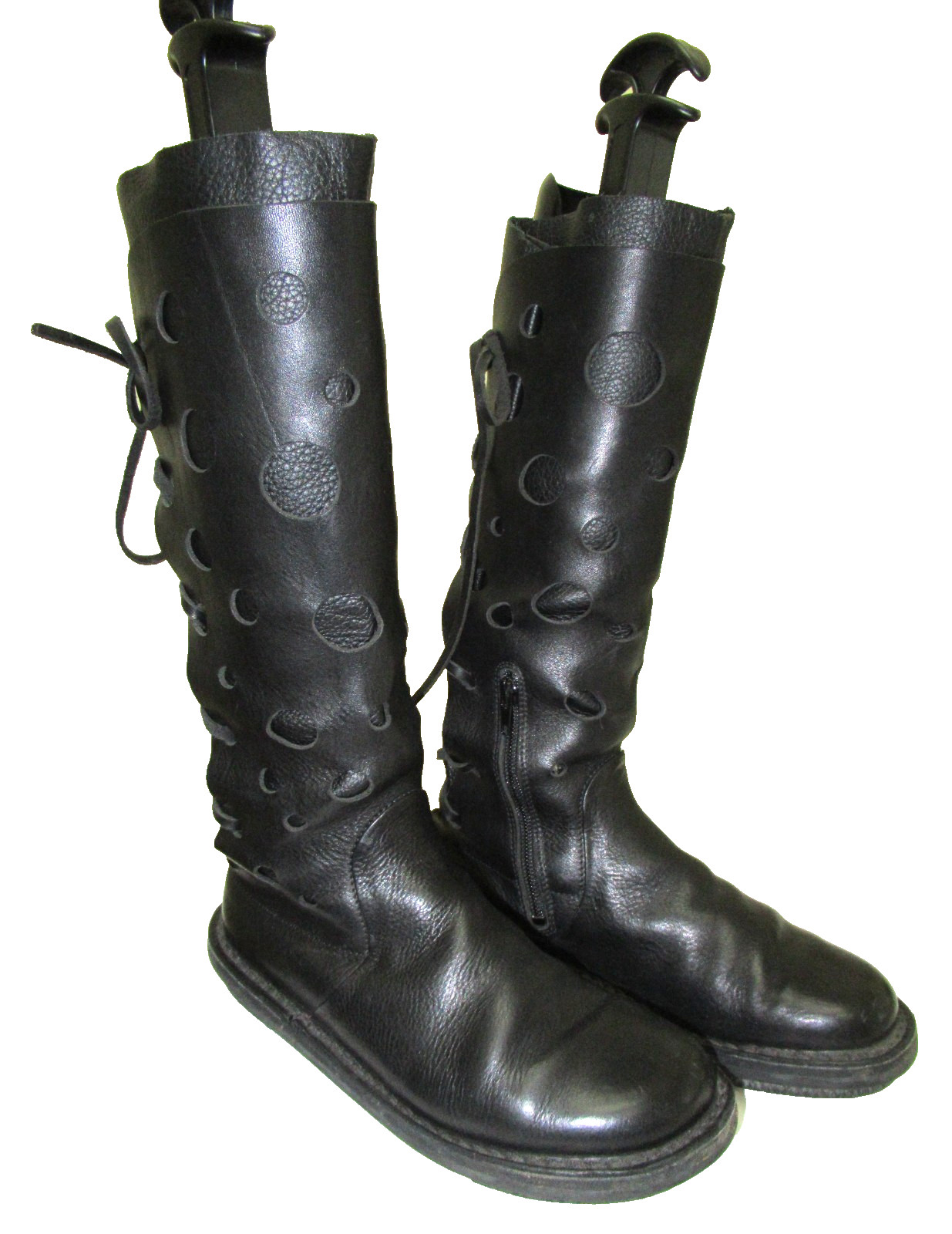 From Germany: TRIPPEN Black Leather Tall Boots w/Round Perforations, 37 (6 1/2)