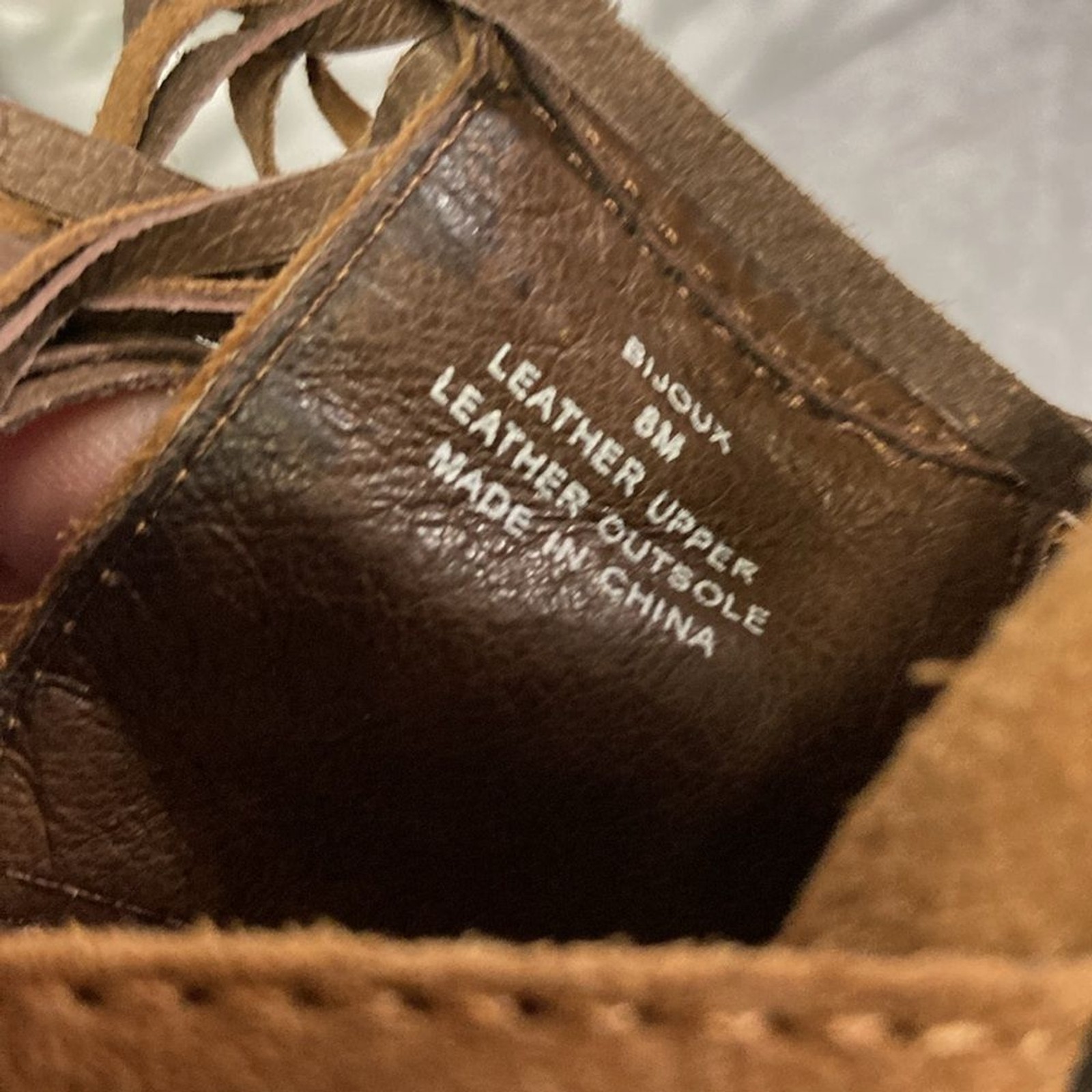 Size 8 Steven‎ by Steve Madden brown suede fringe 4” heels Box 6