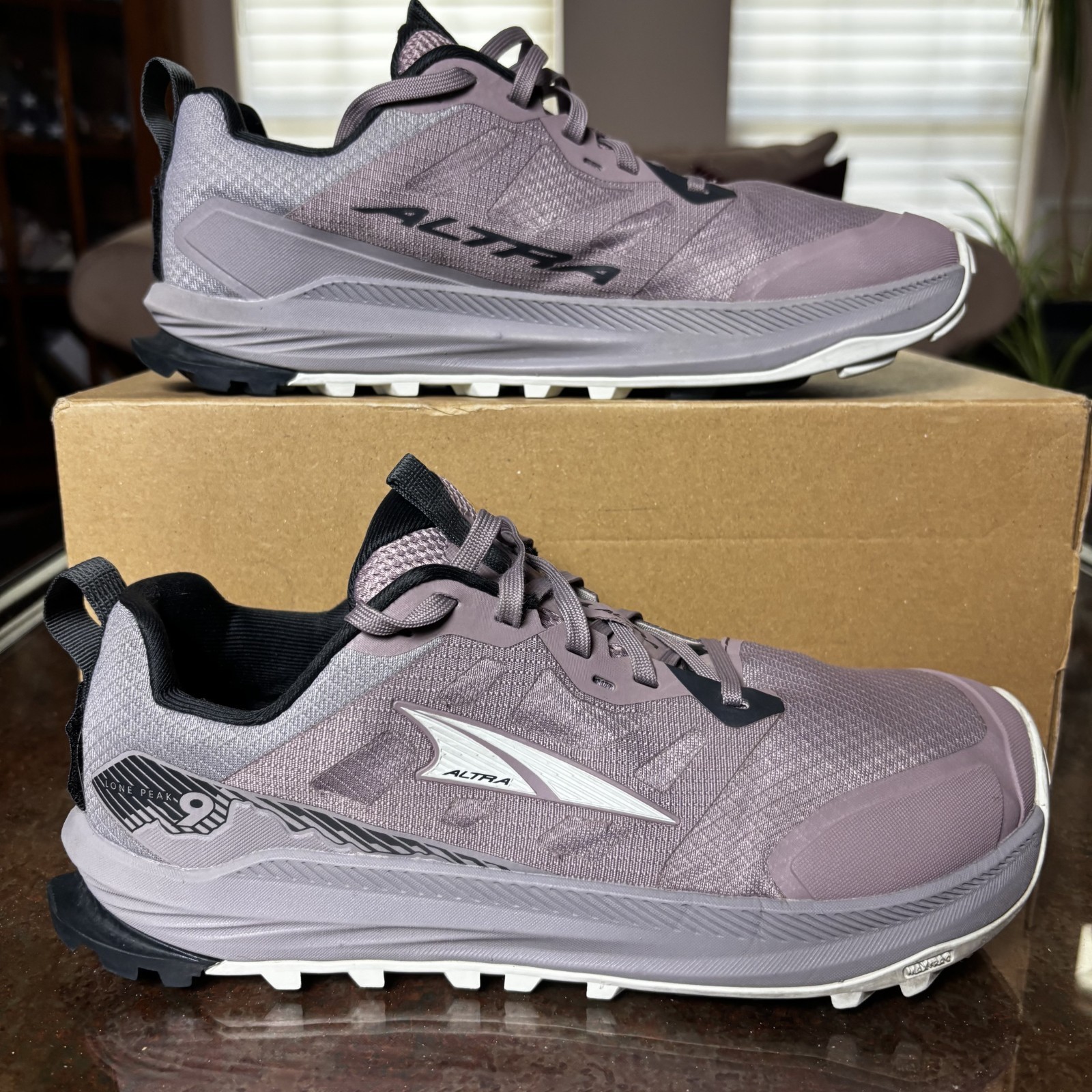 Altra Lone Peak 9 Shoes Womens 8.5 Purple Mauve Trail Running Athletic Sneakers
