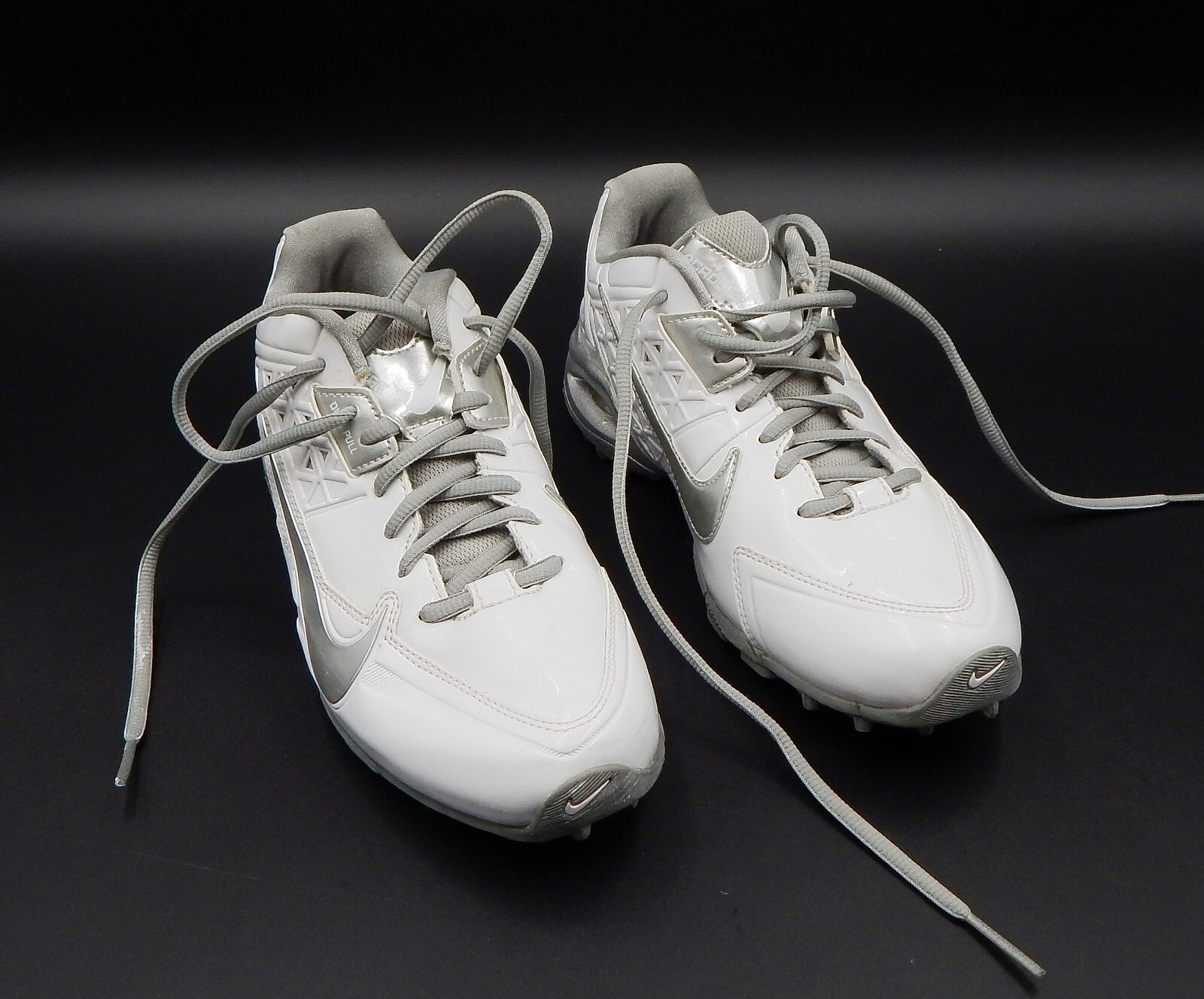 Nike Air SpeedLax 4 Dual Pull Lace Up White Silver Lacrosse Cleats Shoes US 7