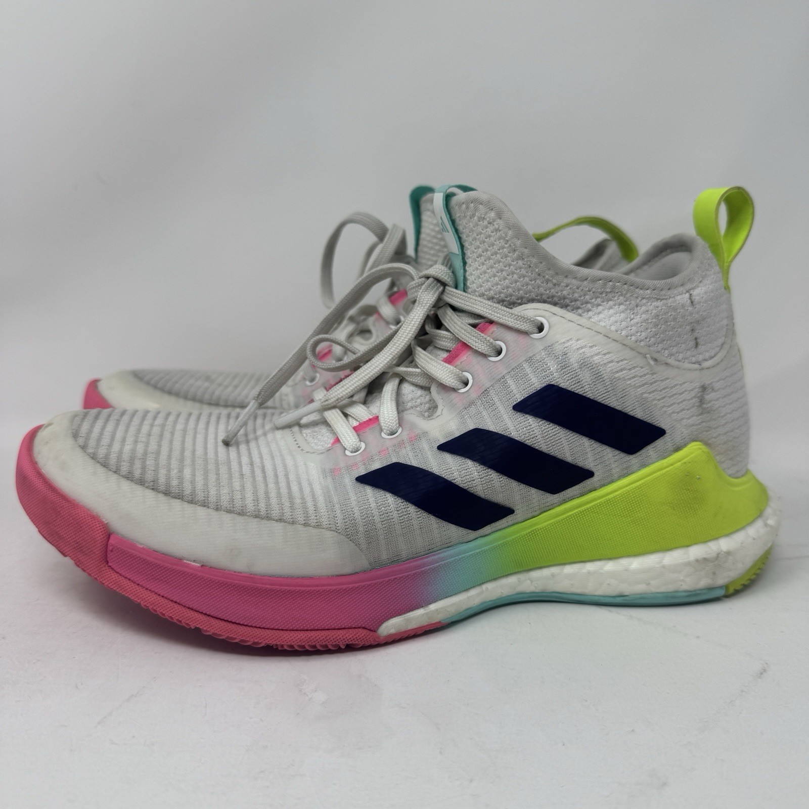 Size 7.5 Adidas Womens CrazyFlight Mid Volleyball Shoes HP3337 White Rainbow