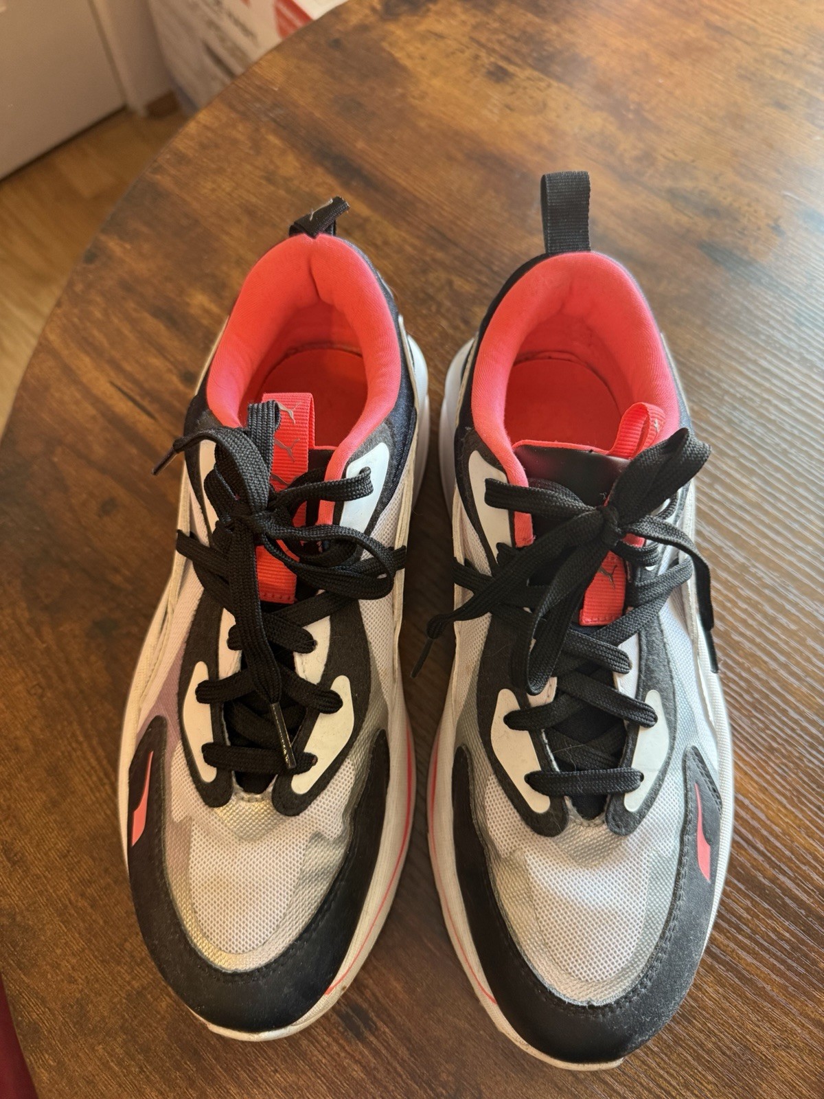 PUMA Women’s Athletic Sneakers White Black Pink Mesh Lace-Up Cushioned Running