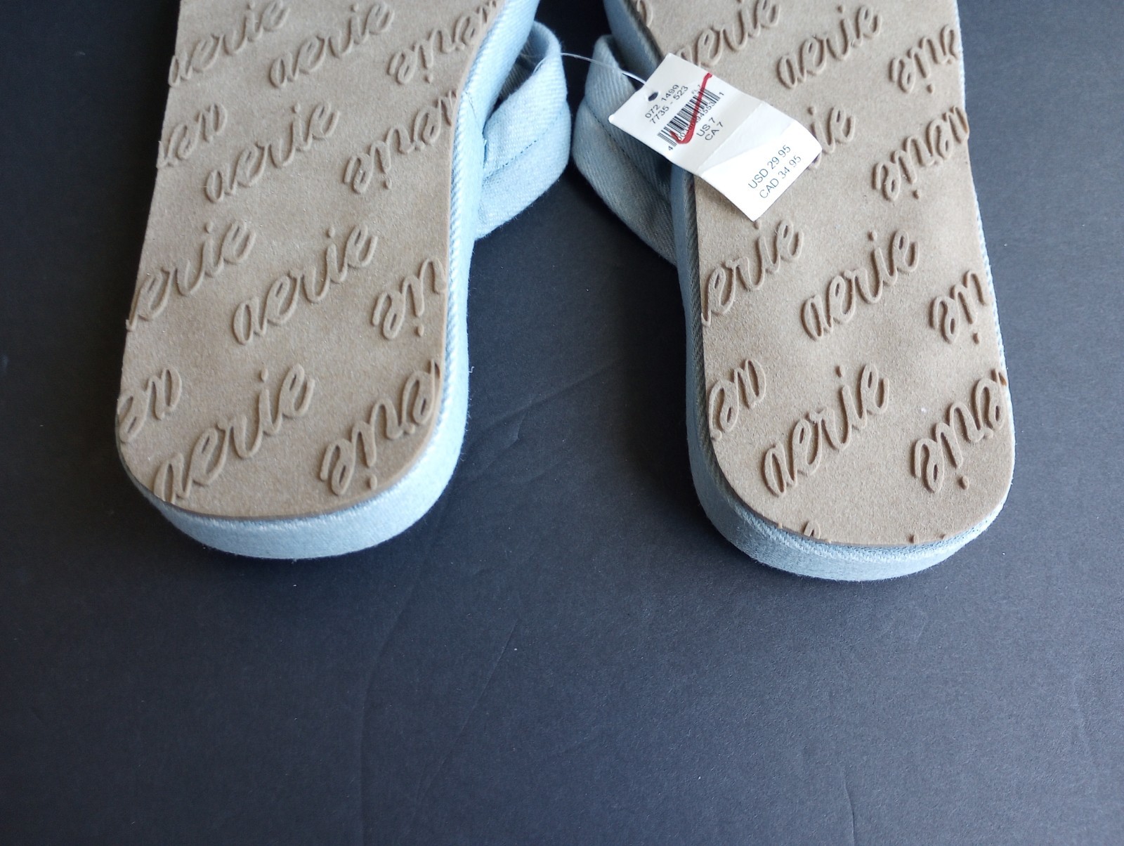 NWT Aerie Square Toe Flip Flop Denim Size 7