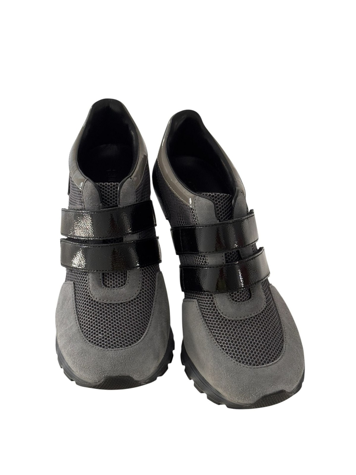 Sneex THE BLAKE HY-HEEL | Italy Suede and Mesh Colorblock Double Strap Stiletto