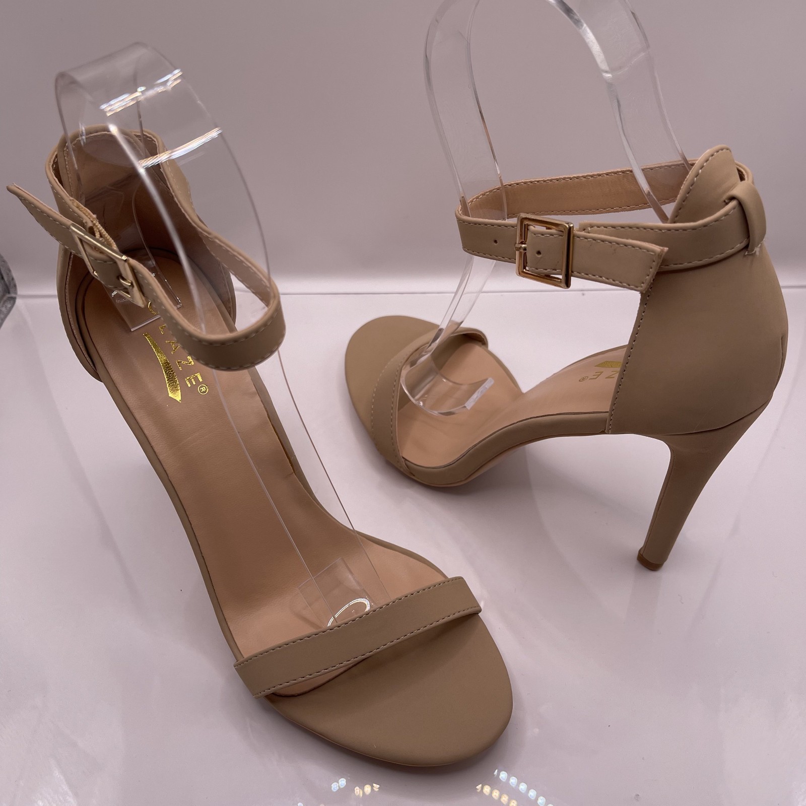 Women’s Ankle Strap Round Open Toe 4 inch Stilleto Heel