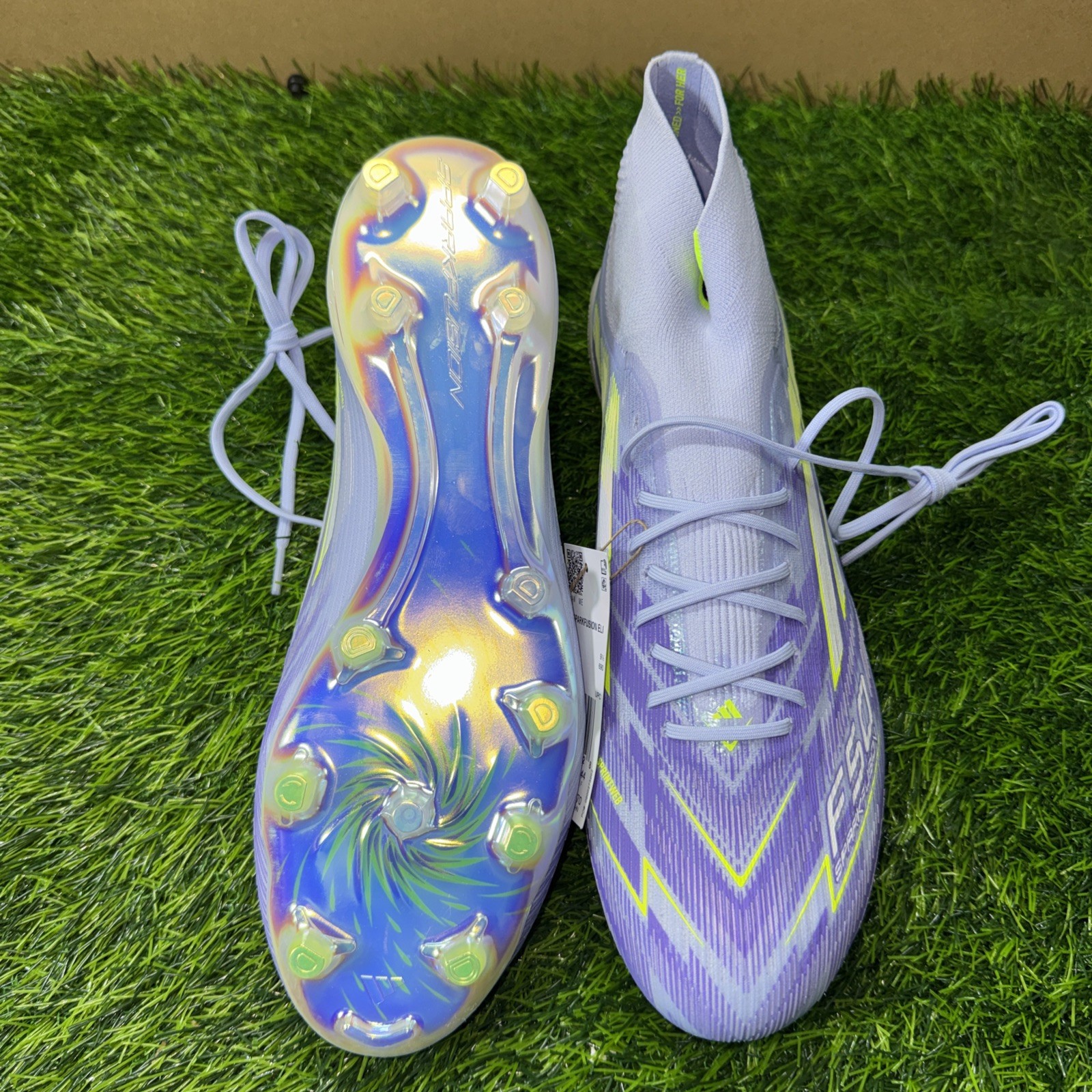 Adidas F50 Sparkfusion Elite Mid FG Size 11 Women’s Purple Neon Soccer Cleats