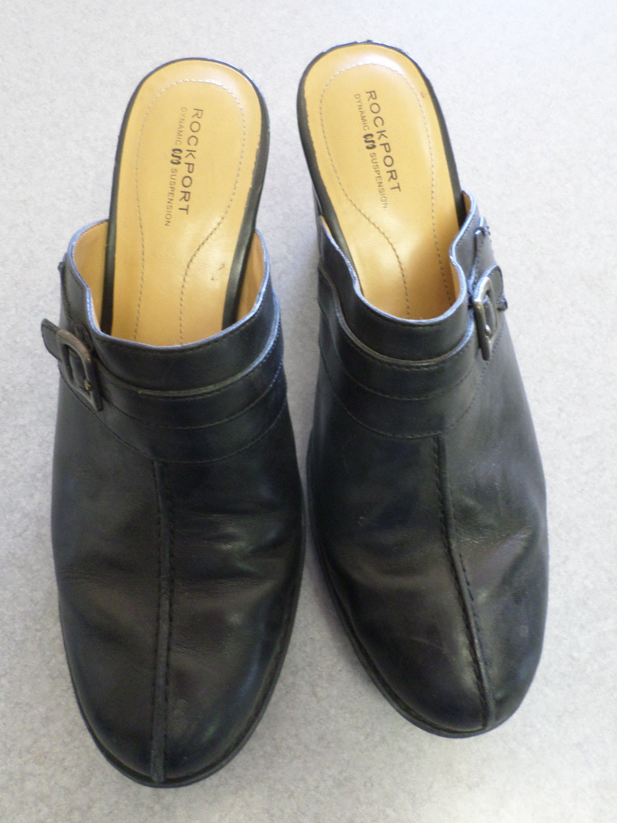 Rockport black leather, 3.25 in heels. Womens 8.5