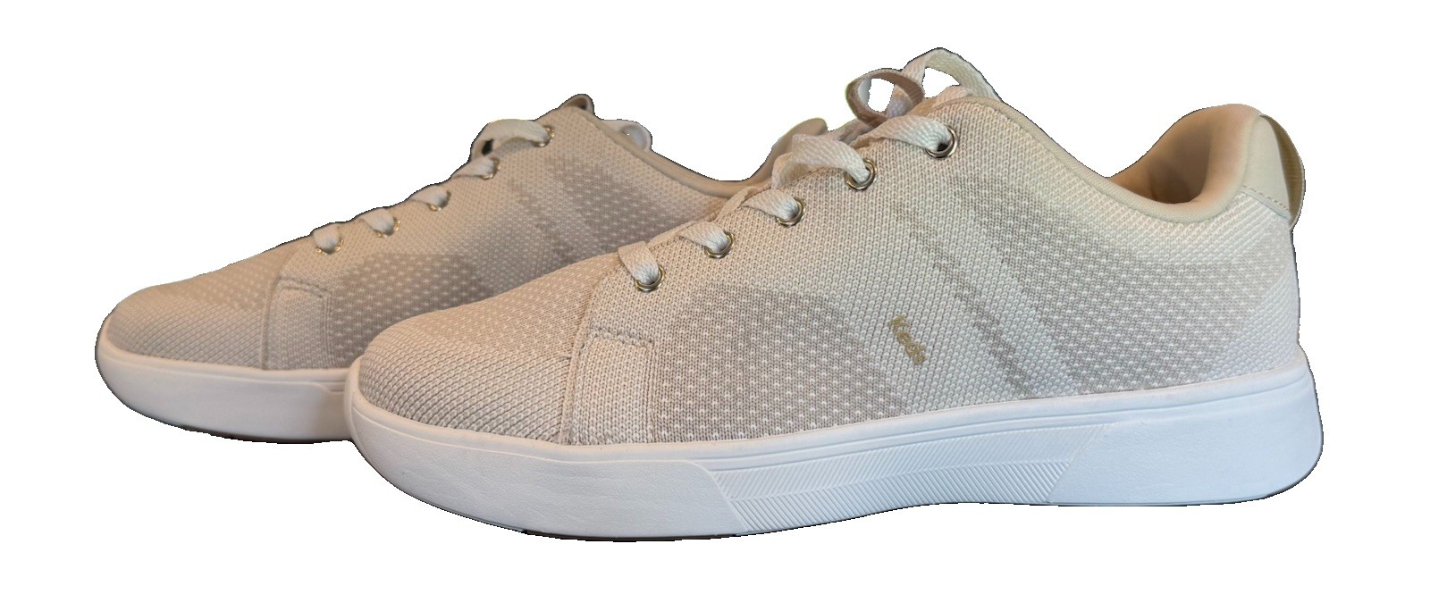 Keds Blisswalk Women’s Knit Lace-Up Low Top Sneakers Beige/White Rubber Sole