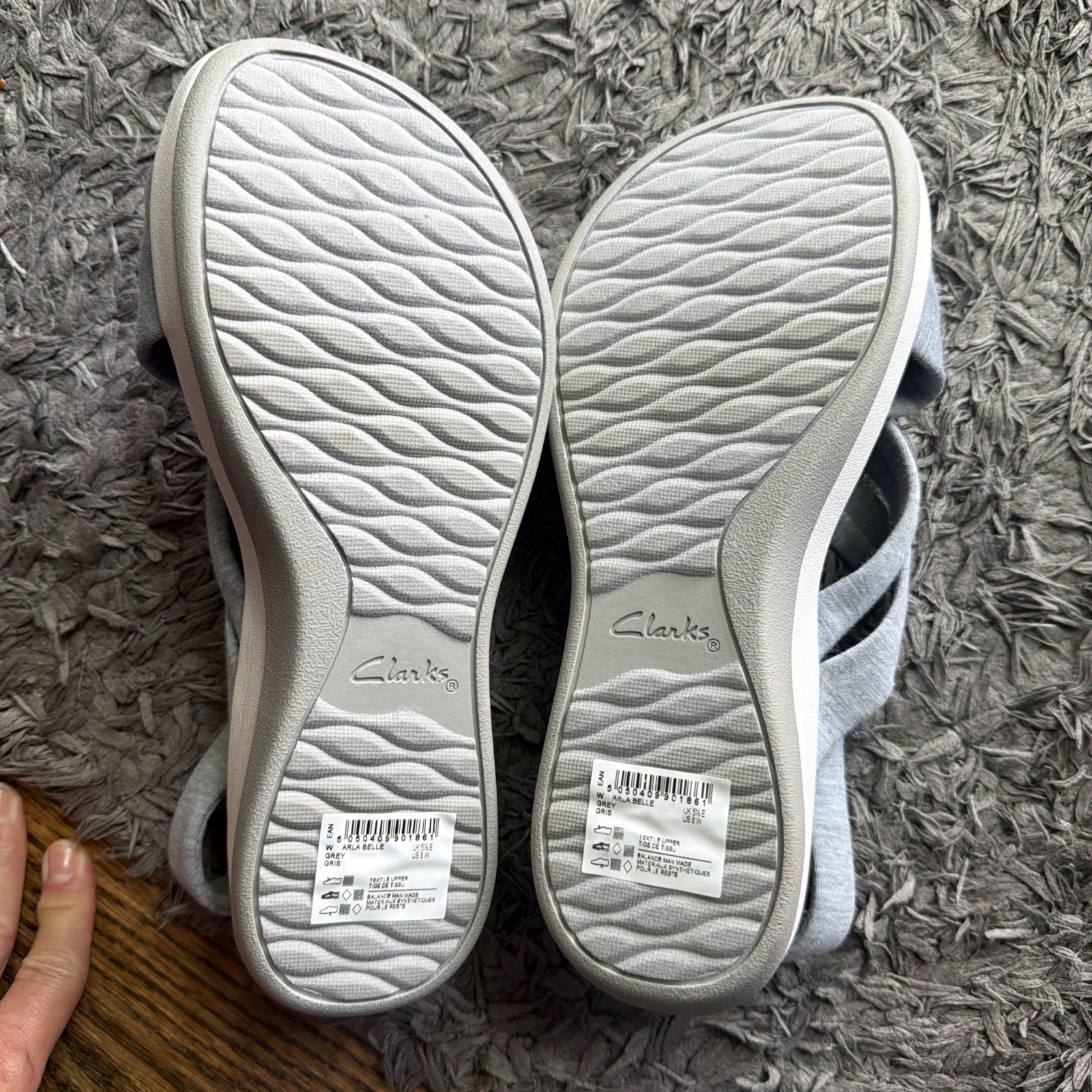 Clarks Cloudsteppers Arla Glison Navy Fabric Wedge Sandals Womens 8