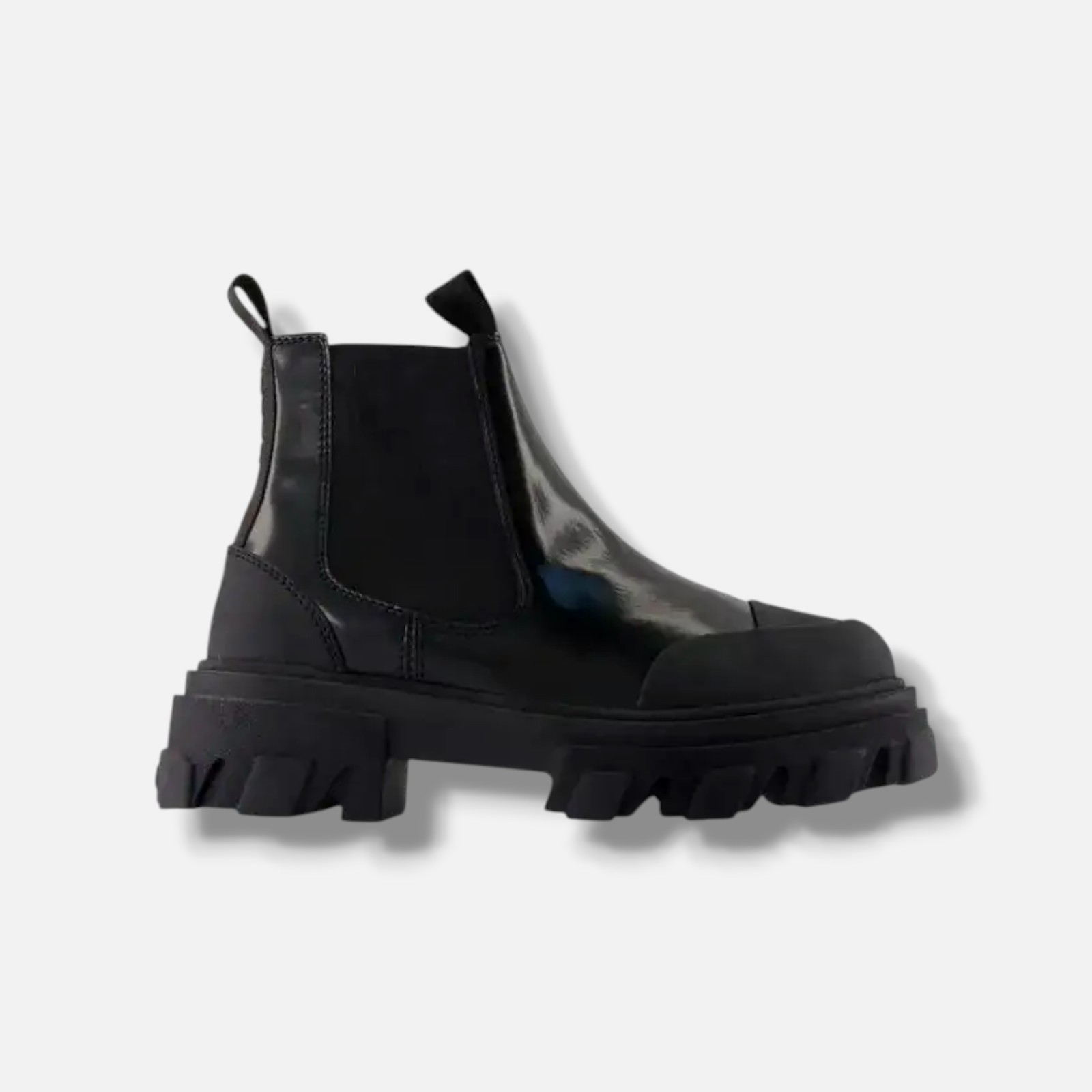 GANNI Women’s Black Leather Low Chelsea Boots Shoes Size EU:38 US:8