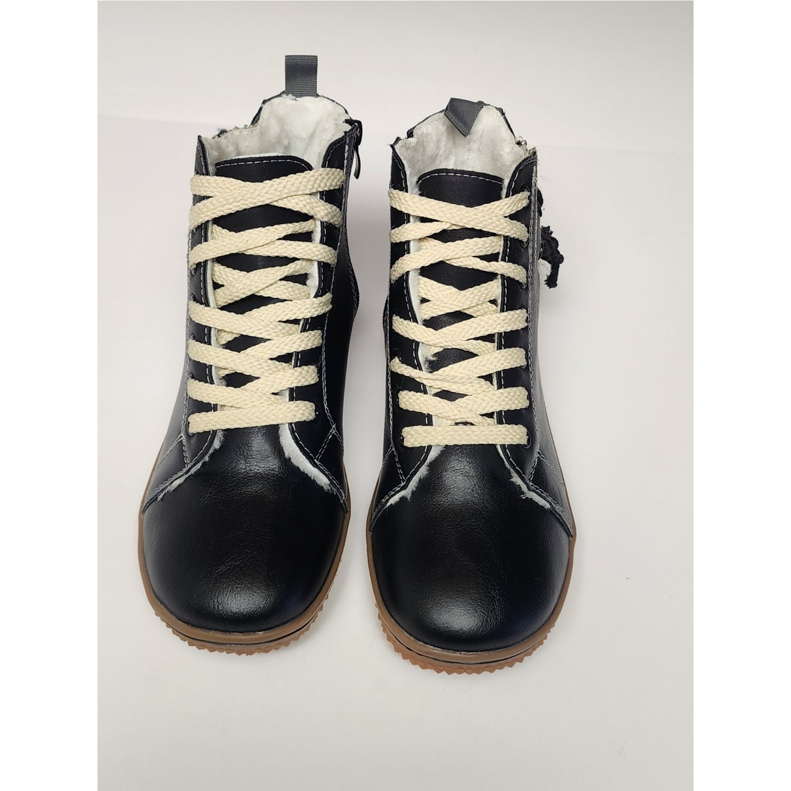 Women’s Fashion Casual Faux Leather Flat-heels Black Ankle Boots Size 36/6