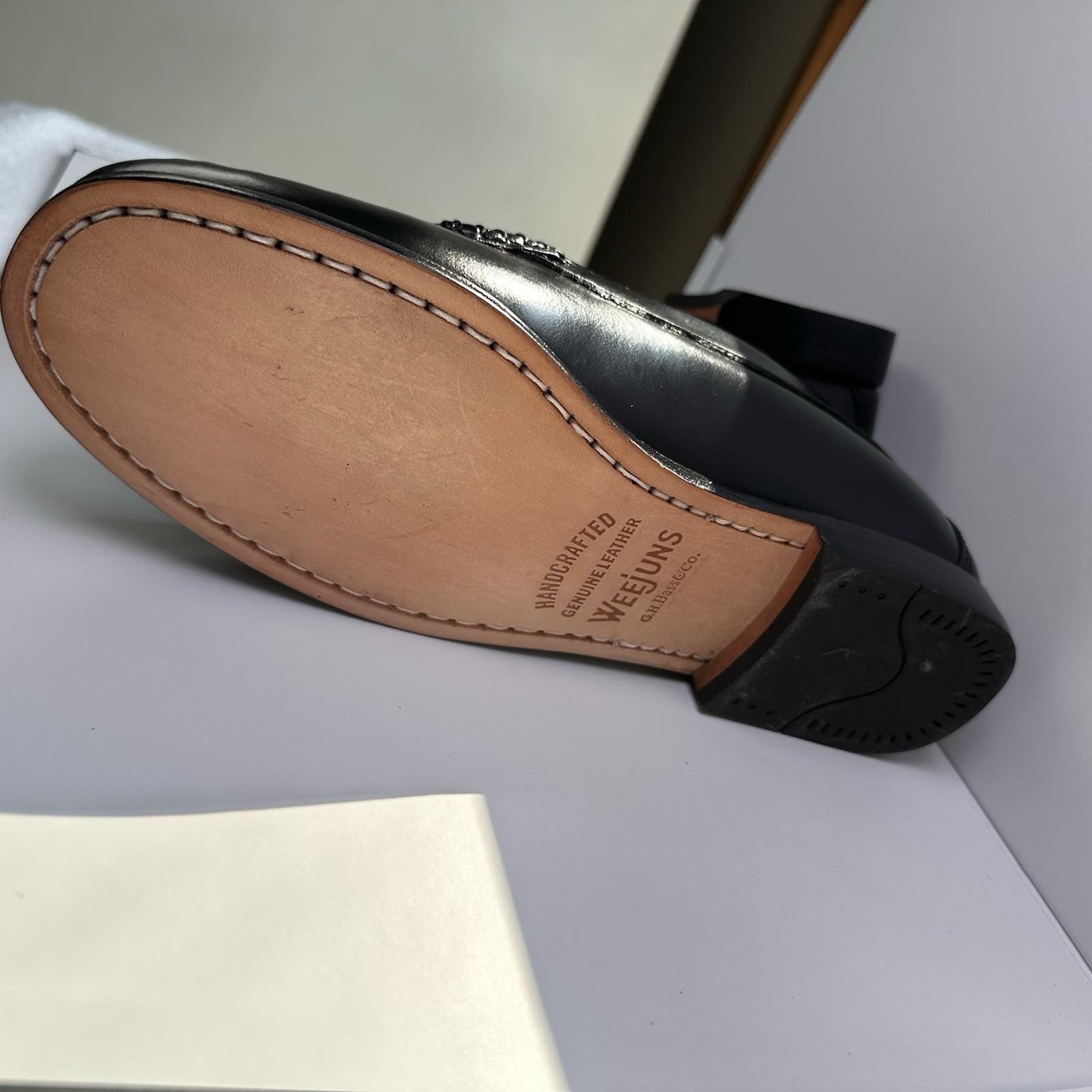 GH Bass Weejuns Penny Loafers Black Leather Shoes Womens Size 8.5 W 4005-001 NIB