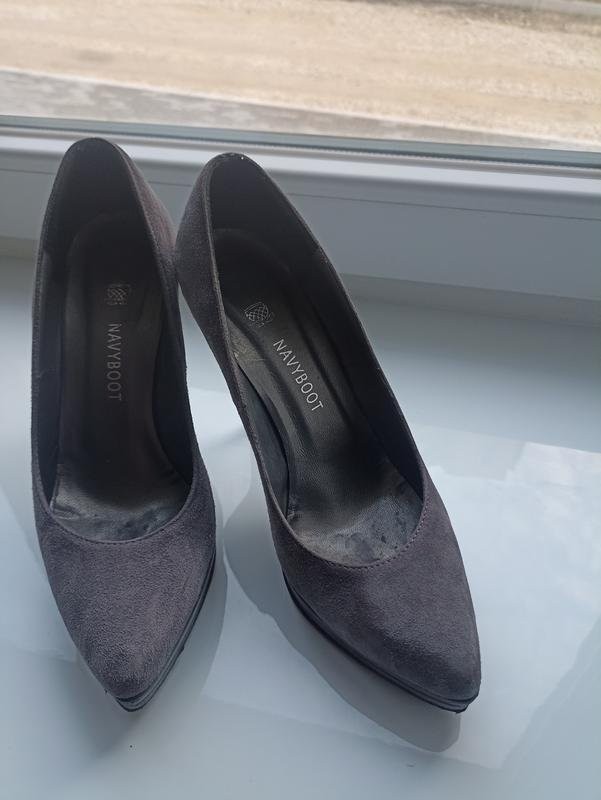 women navy boot heels grey 39 #B9J0