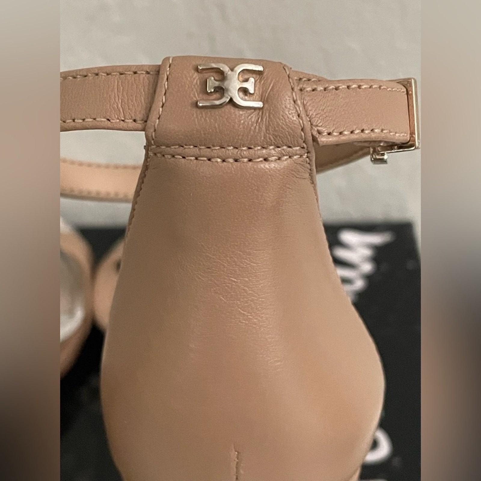 Sam Edelman Yaro Nude Blush Beige Leather Ankle Strap High Heel Sandals Sz 11