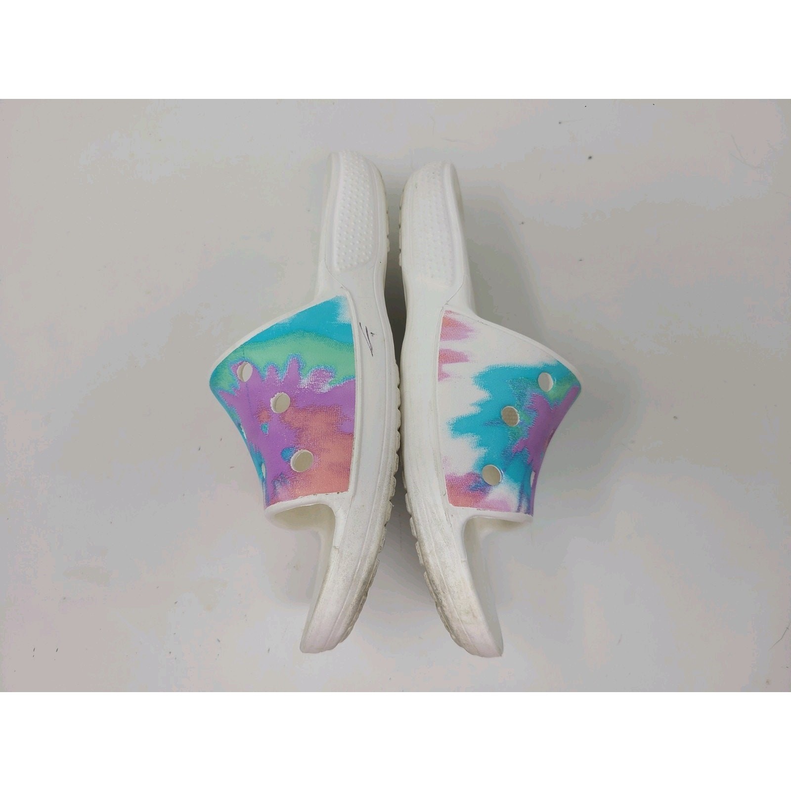 Crocs Classic Womens Size 8 Pink Blue Pastel Tie-Dye Slide Sandals
