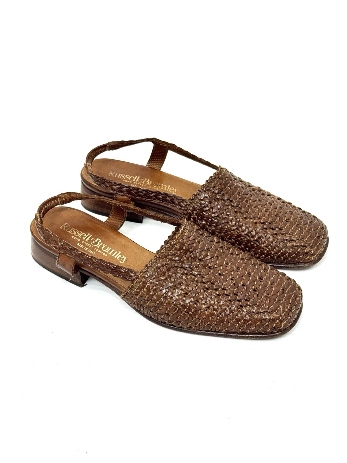 Russell & Bromley Alana Leather Brown Slingback Sandals Women’s Size 39, US 8