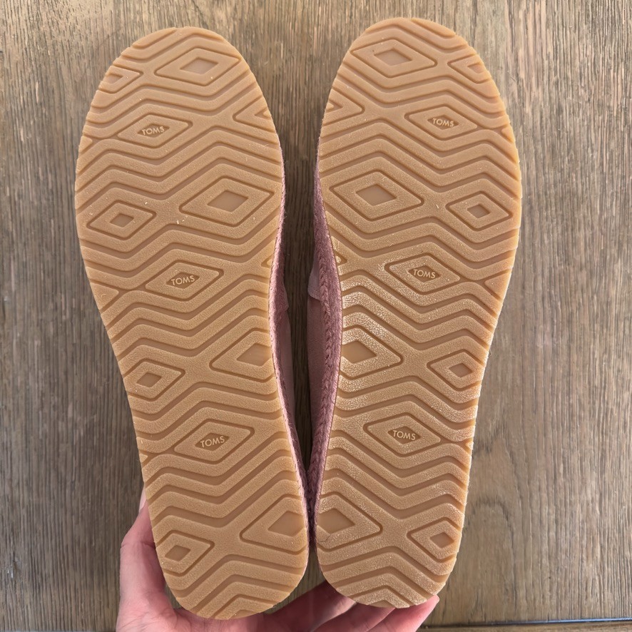 NEW TOMS Valencia Platform Espadrille Slip-On Shoes-Pink Café Crème Suede-US 10