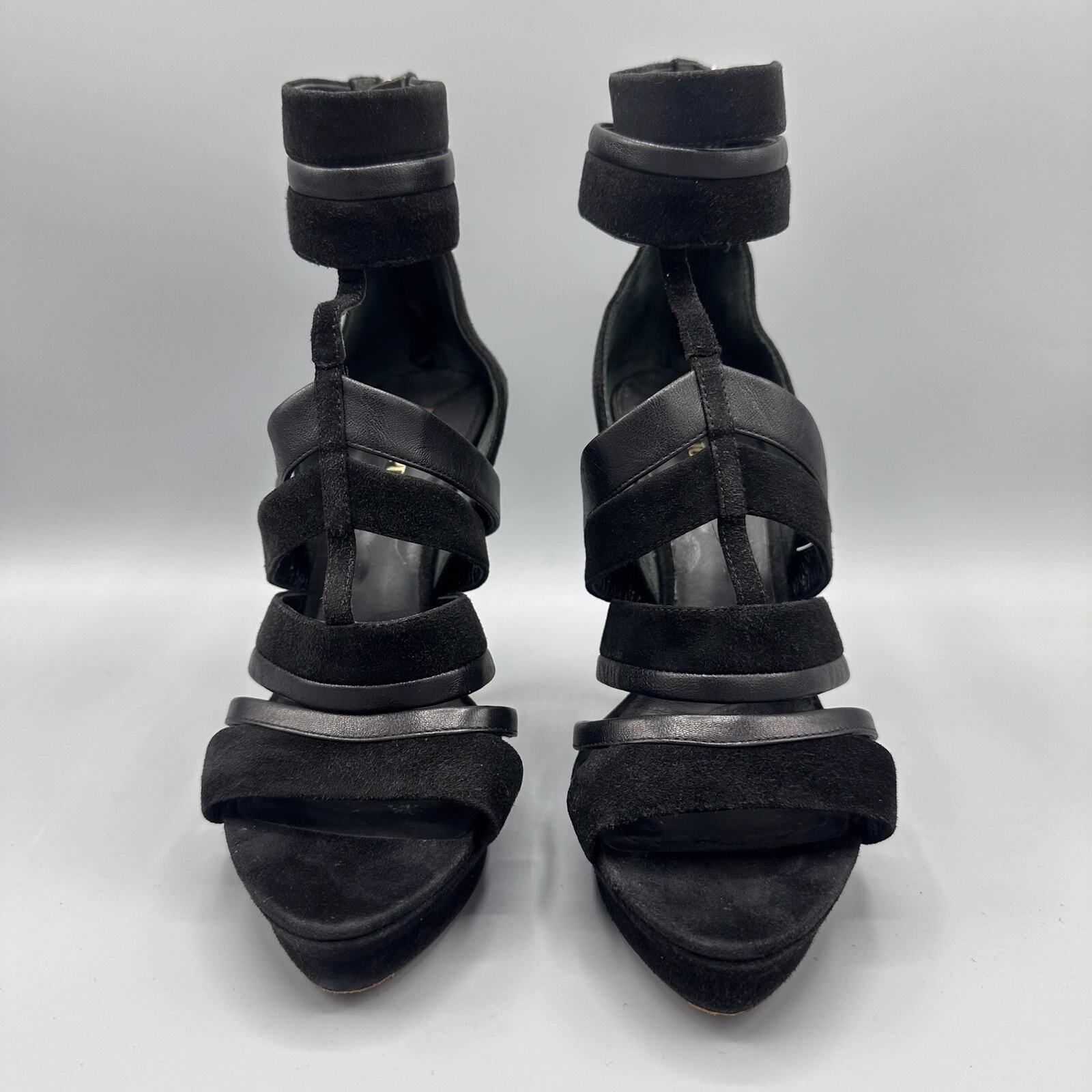 Emilio Pucci Platform Caged Heels Size 39 9 US Suede Leather Designer Strappy