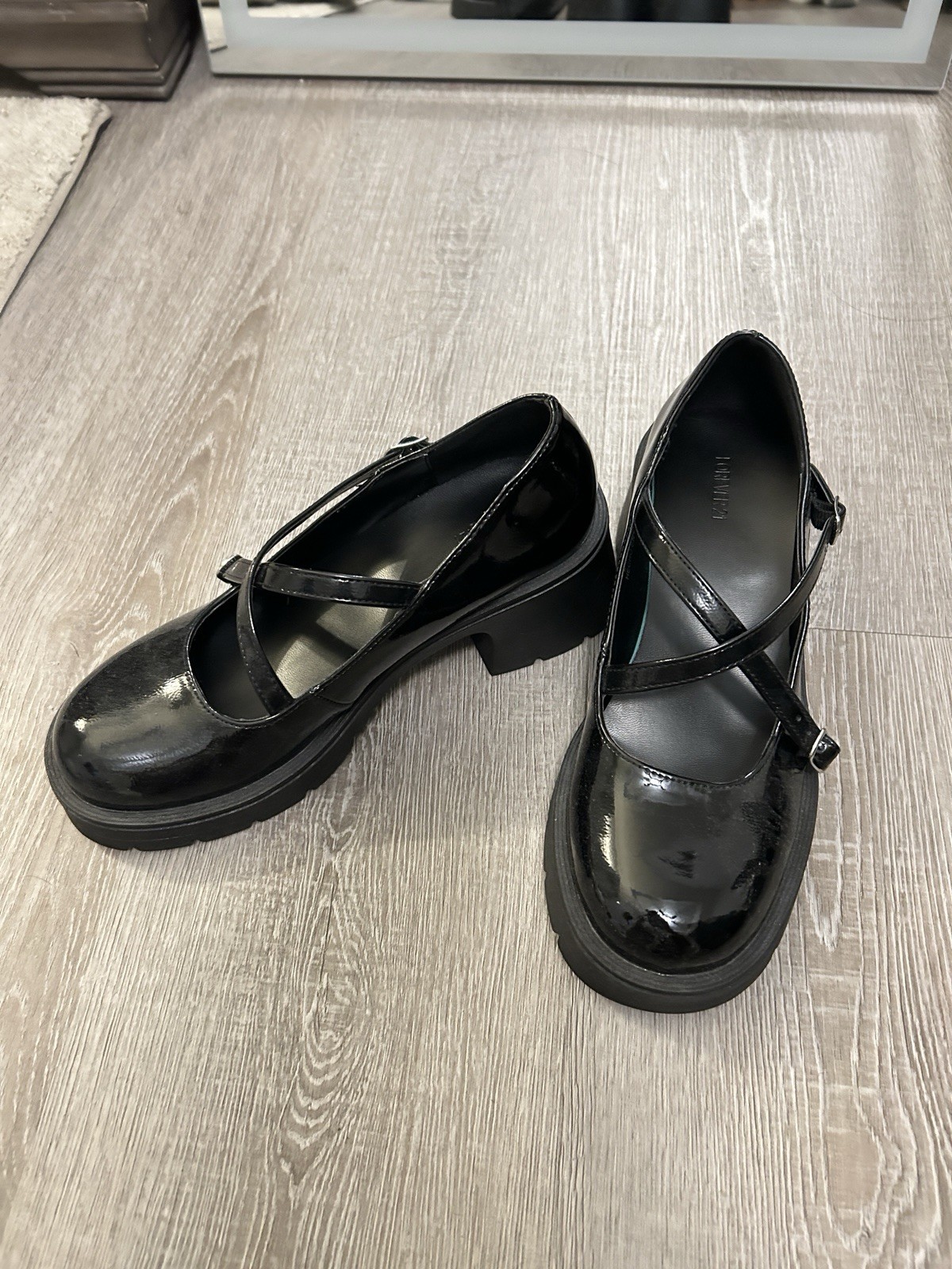 Mary Janes Chunky Platform Women Round Toe Goth Doll Kawaii Shiny Leather