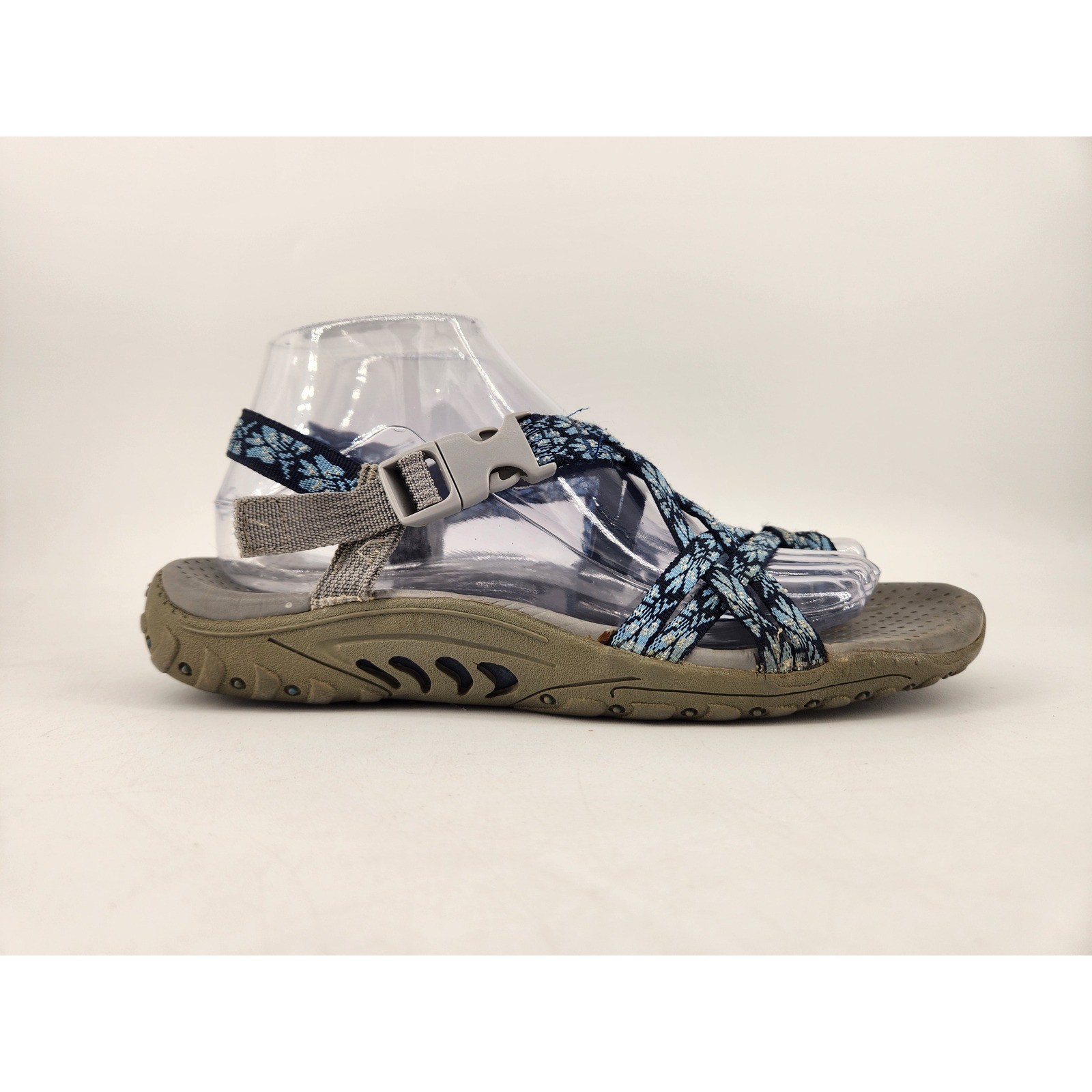 Skechers Reggae Positive Space Strappy Athletic Sandals Womens 9 Blue Buckle