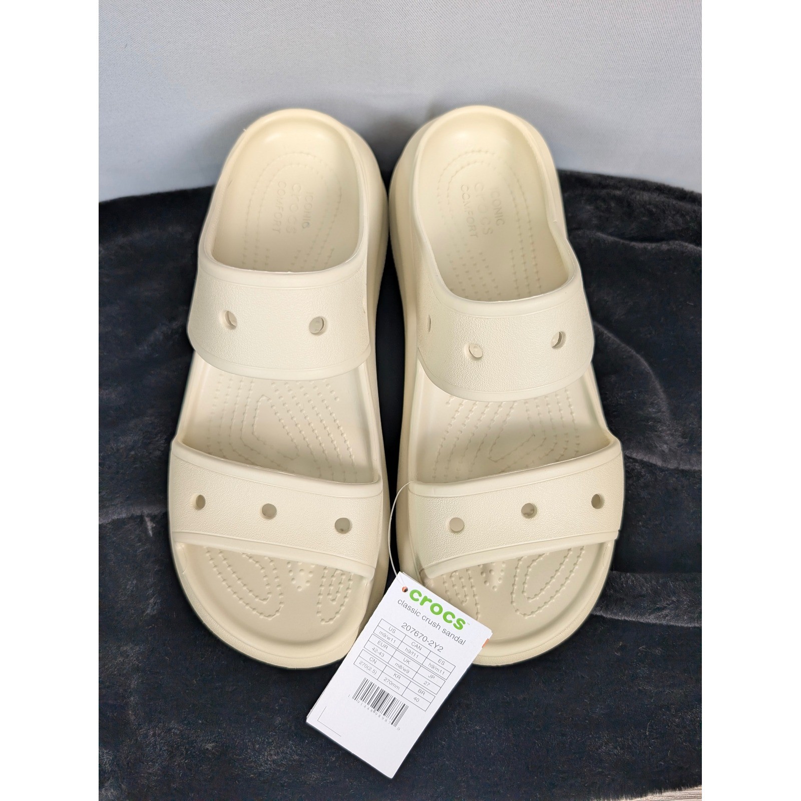 Crocs Classic Crush Sandal Women SZ-11 Men SZ-9 Bone New Platform Slide