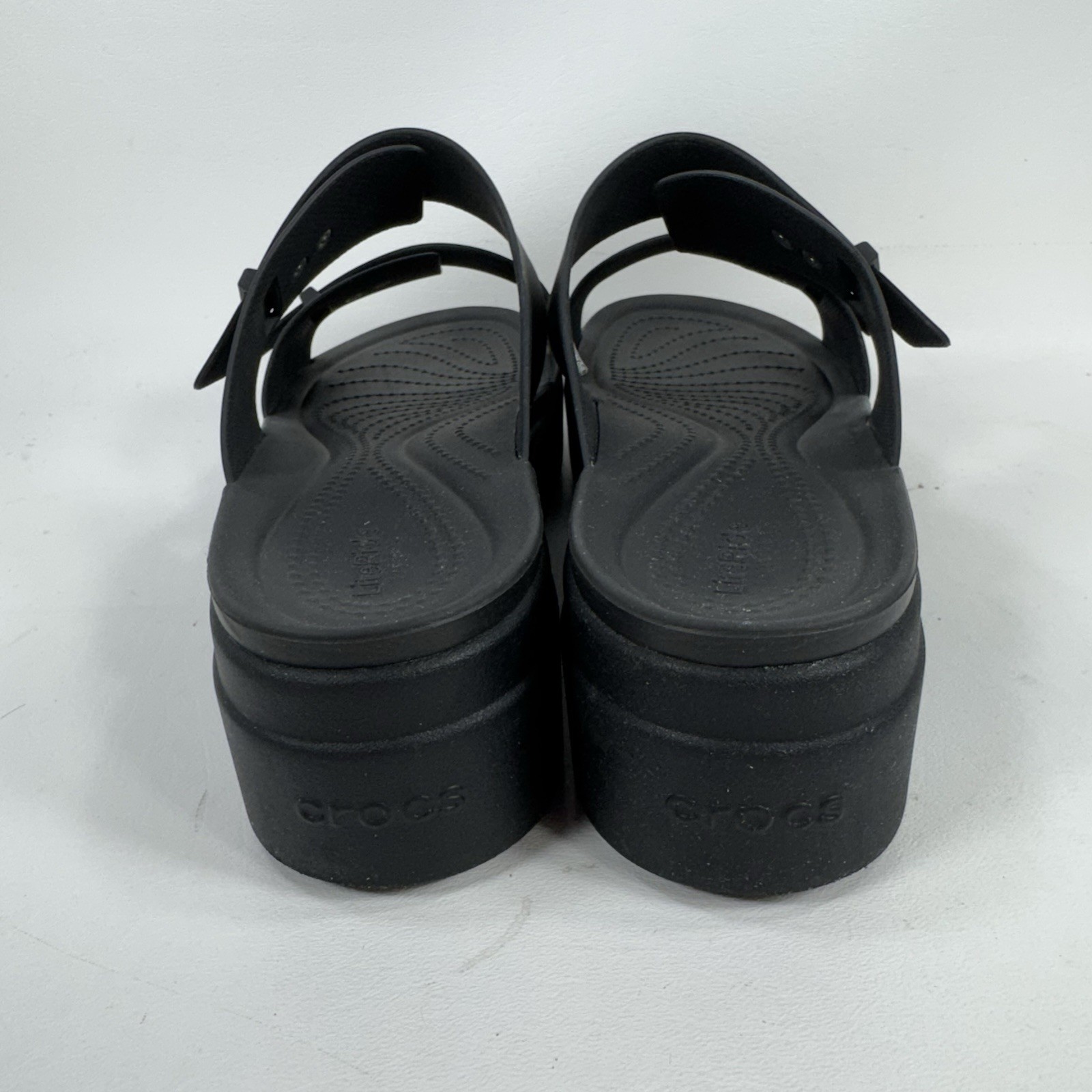 Crocs Brooklyn Buckle Low Wedge Platform Slide Sandals Black Women’s Size 11