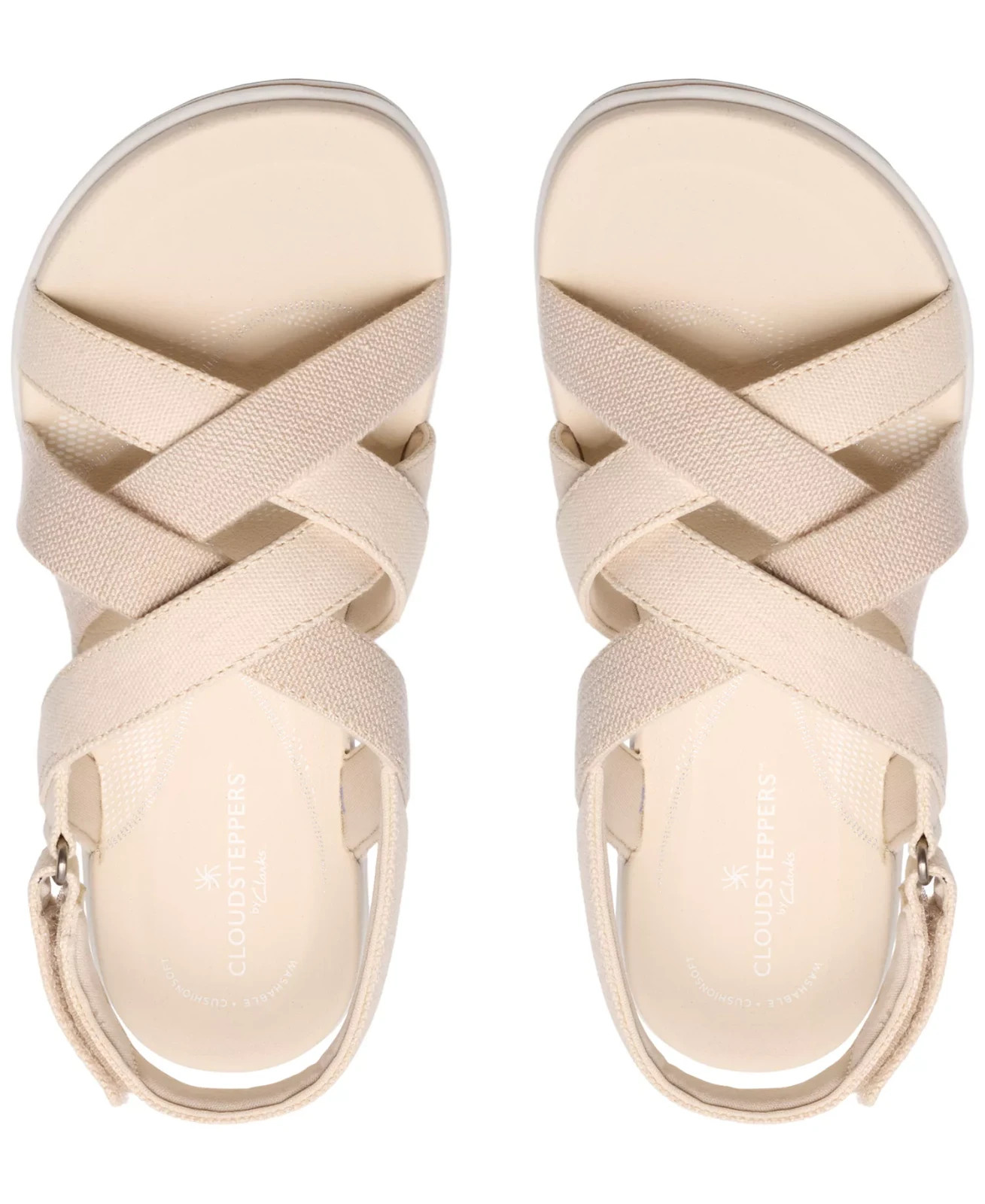 Clarks BreezeRae Ana Women Cream Textile Wedge Sandals 8.5M