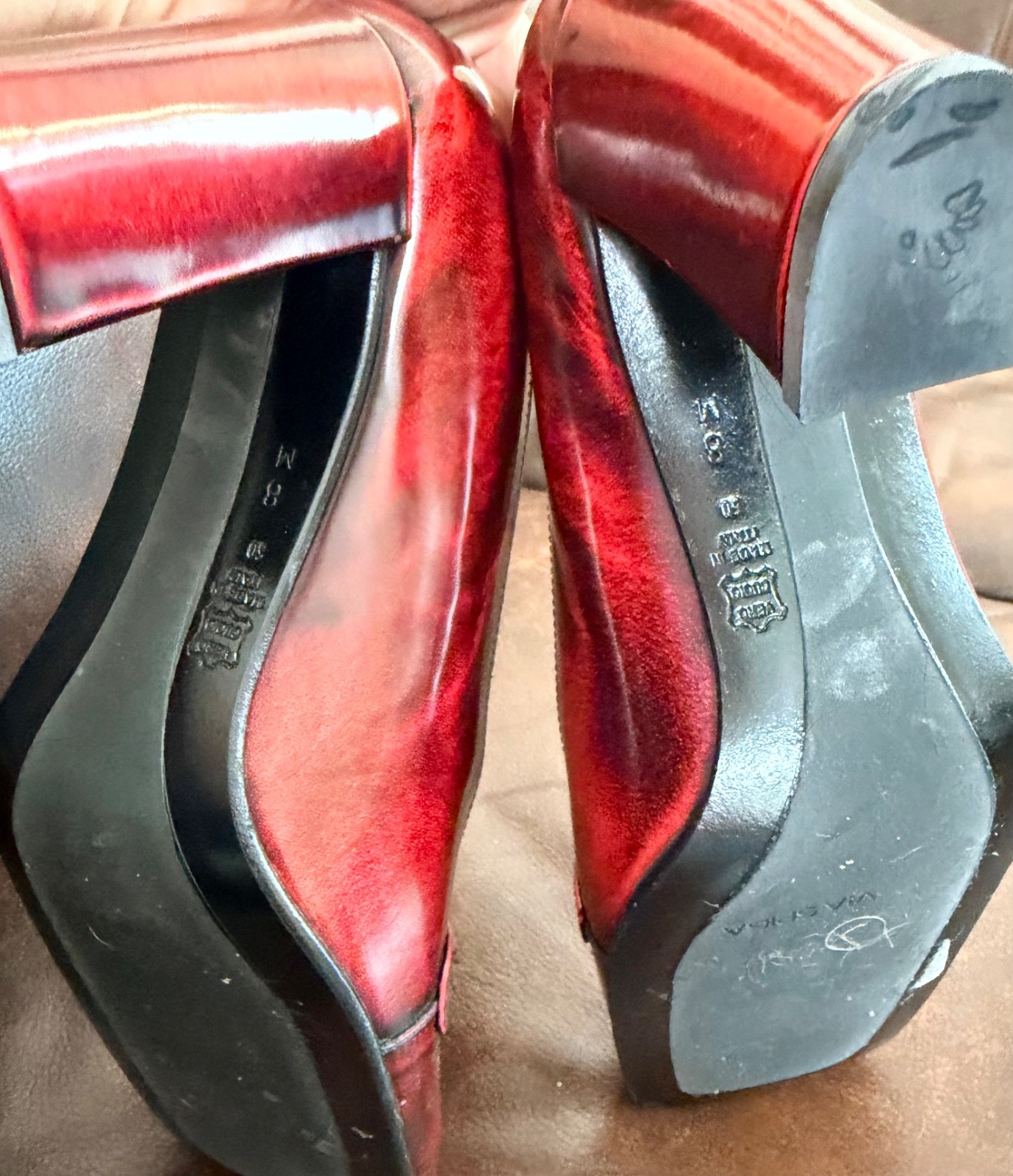 Vintage Via Spiga Red Block Heel Pumps Made in Italy Woman’s Size 8M