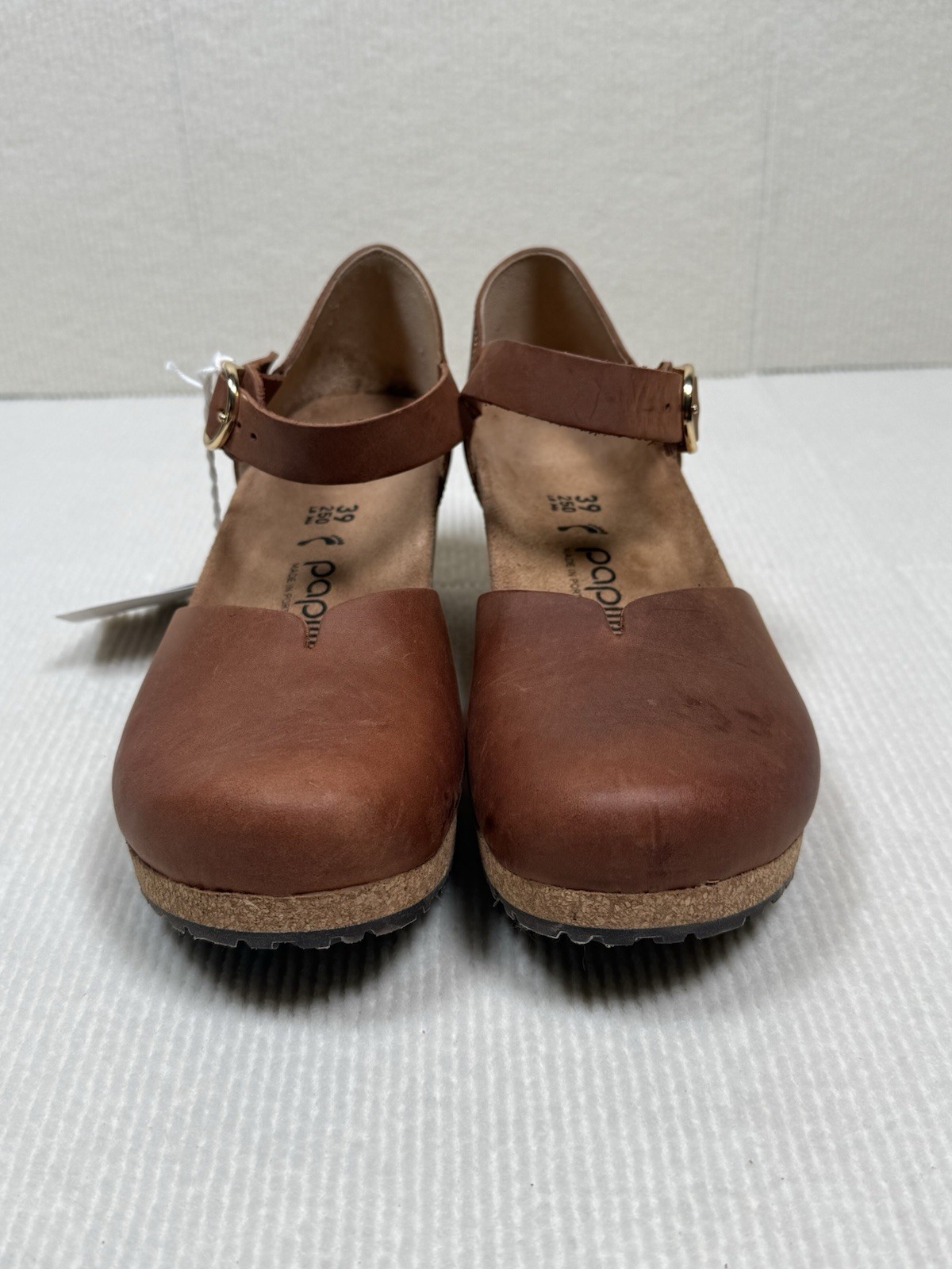 Papillio Birkenstock Wedge Mary Jane Womens US 8/EU 39 Brown Leather Cork NWT