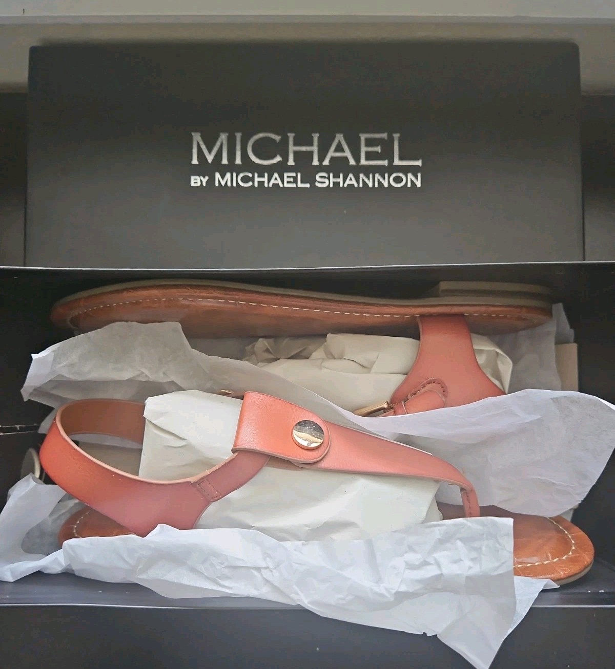 Michael by Michael Shannon Christina Brown Thong Sandals Womens 9 NEW In Box