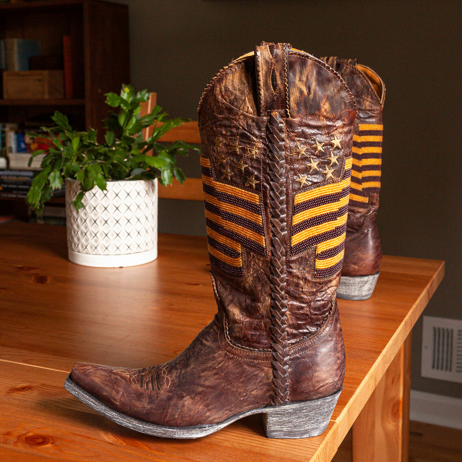 Old Gringo Eleanor Brass American Flag Cowboy Boots, Womens 5.5 B