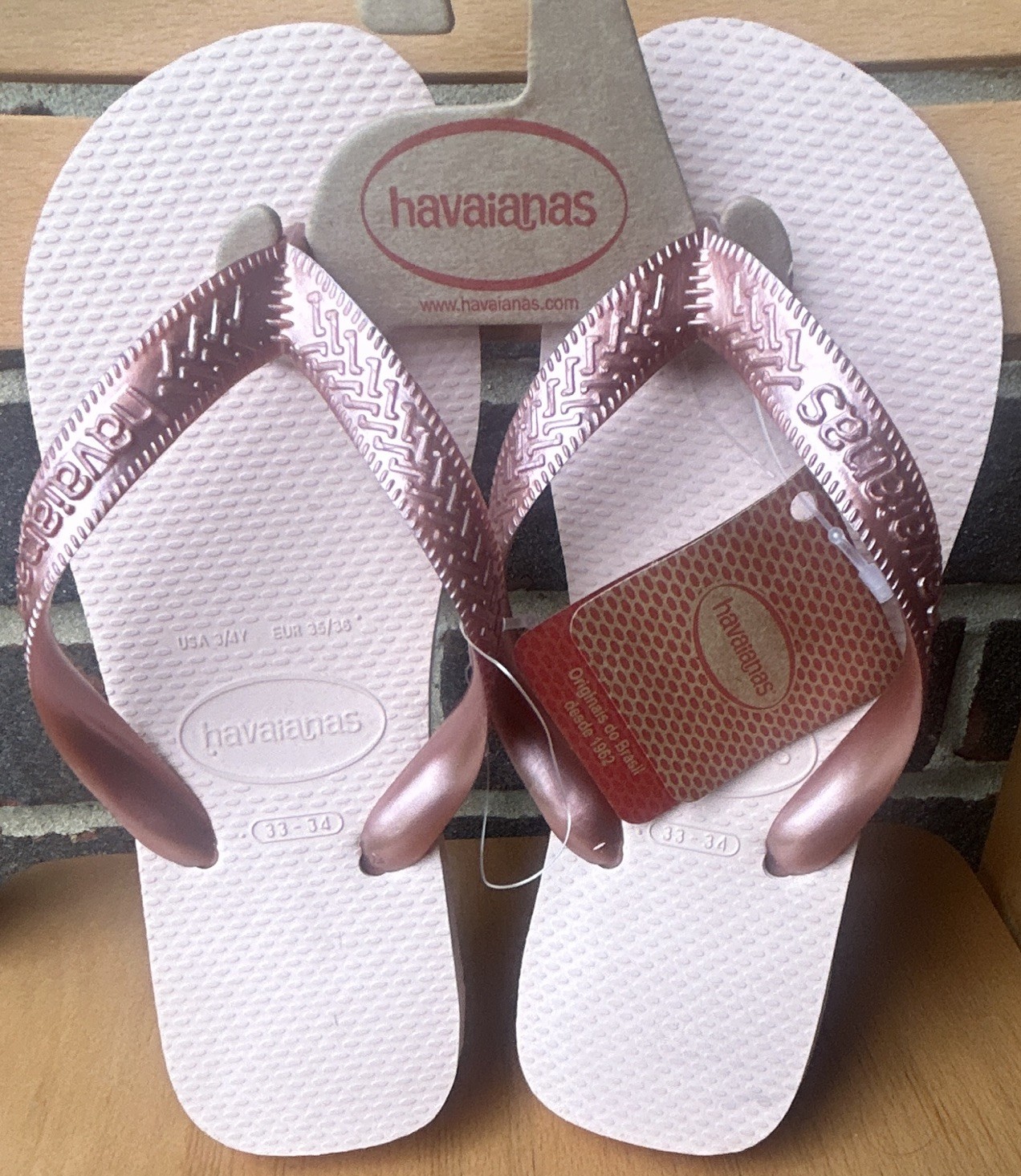Havaianas Ballet Rose Solid Flip Flop Sandals Kids US 3/4Y 33/34 EU 35/36