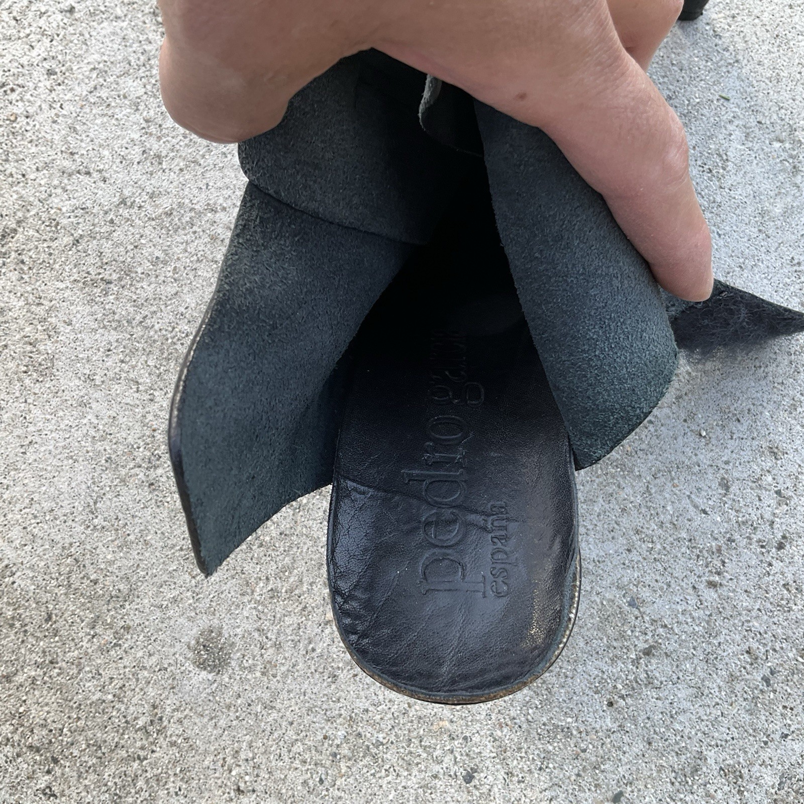 Pedro Garcia Black Pebbled Leather Peep Toe Platform Ankle Boots Spain 41
