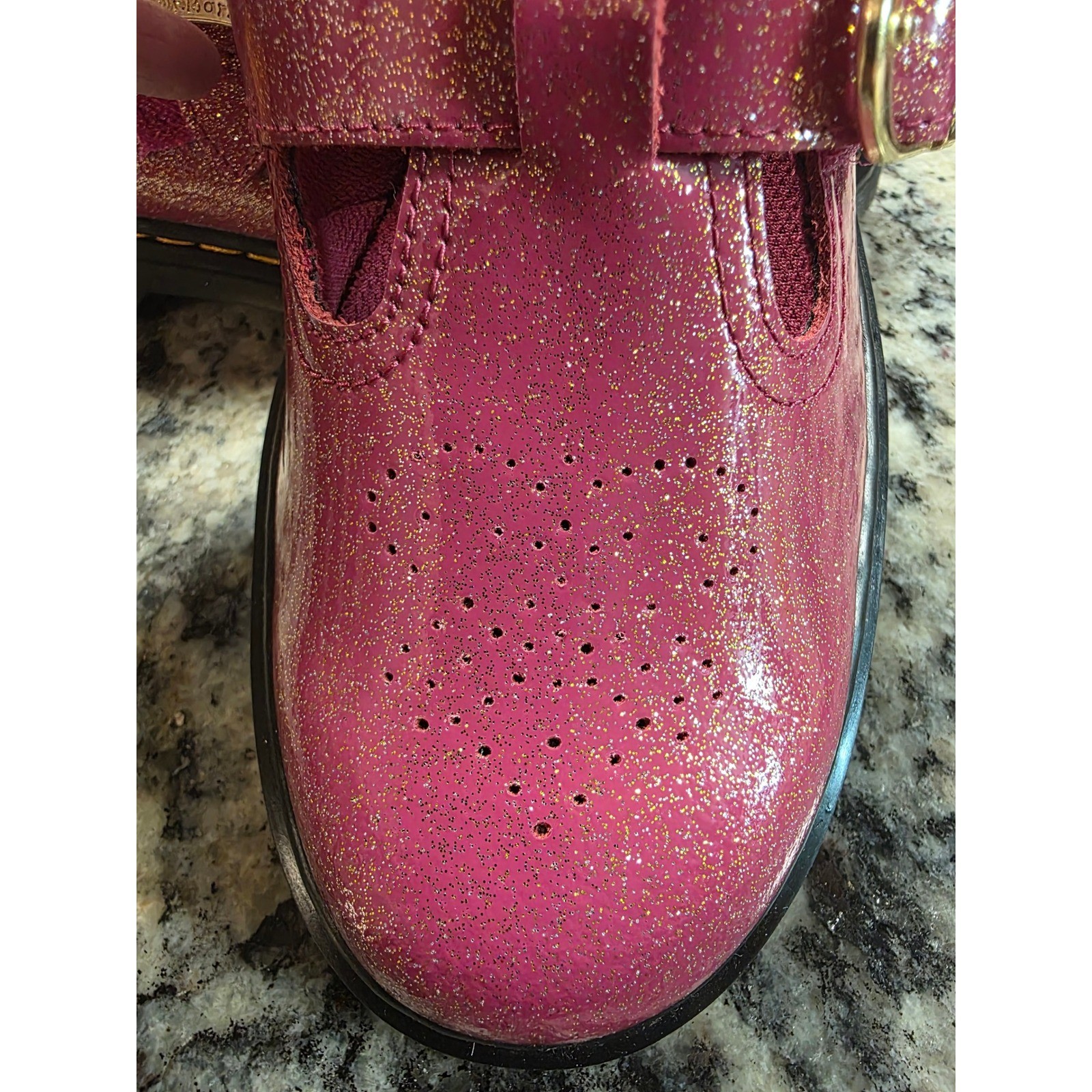Dr. Martens 8065 J Pink Glitter Patent Leather Mary Jane Shoes Size US 5L EU 36
