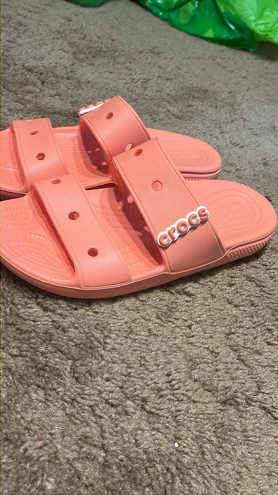 Crocs Classic Double Band Sandals Mens Sz 4 Womens Sz 6 Peach Slide Sandal