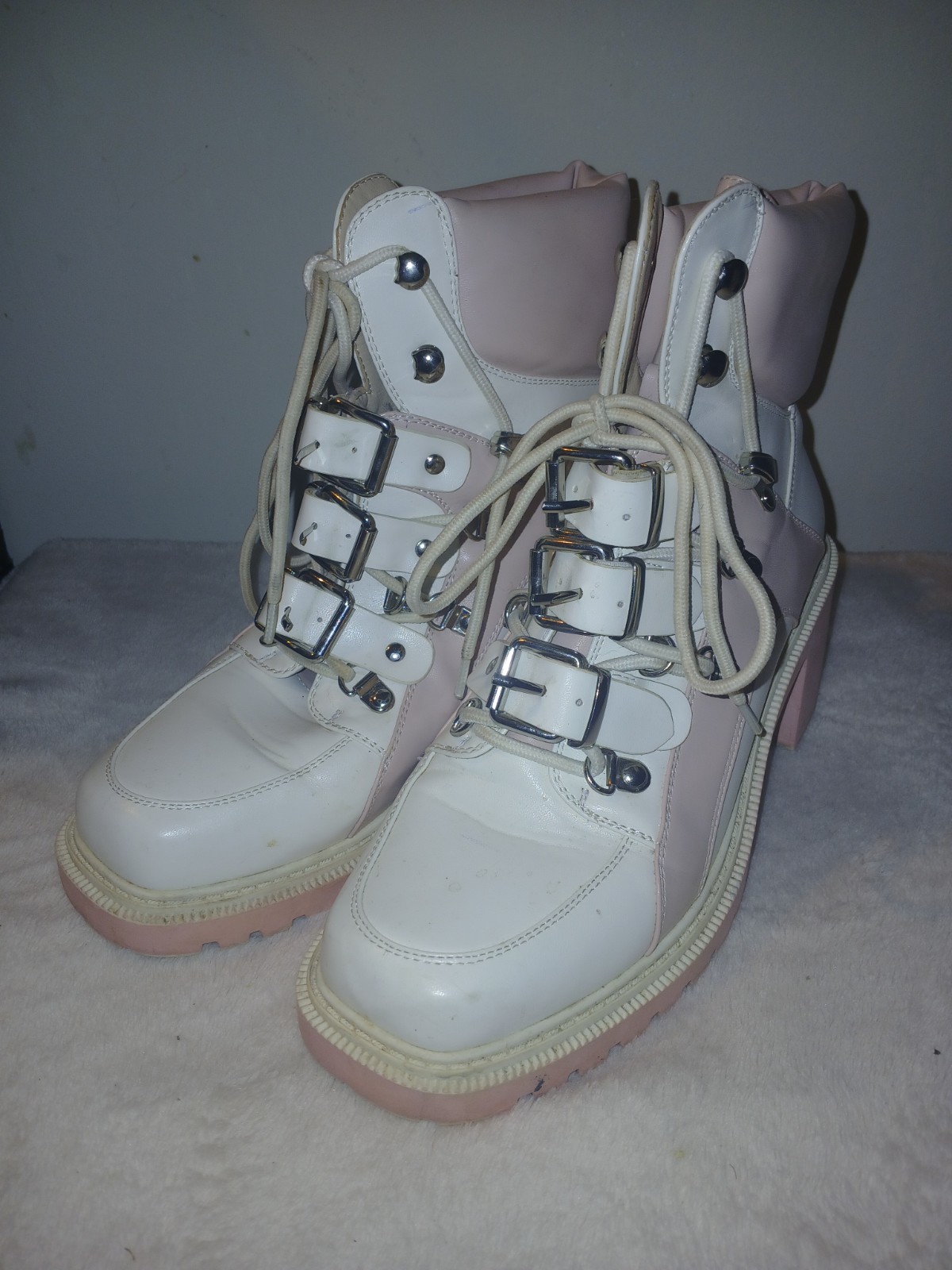 Azalea Wang for Dolls Kill Pink and White Boots Ladies Size 8