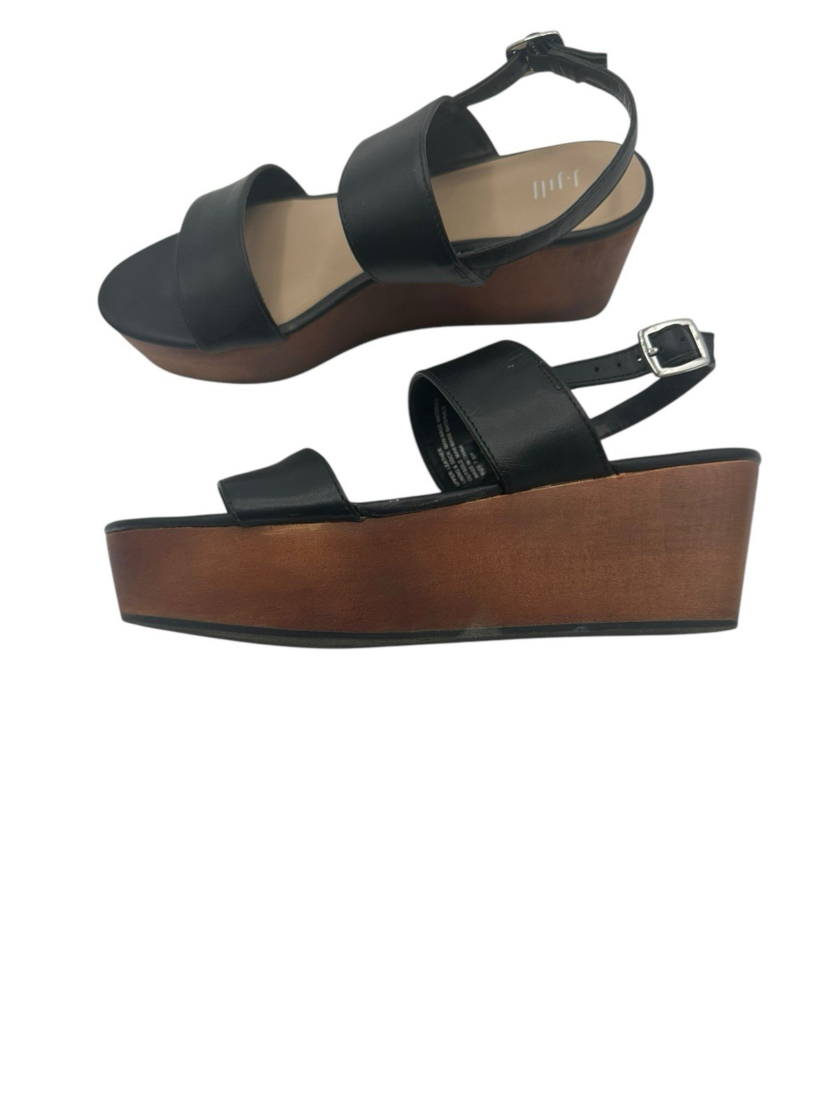 J. Jill Wedge Sandals Leather Wood Summer Vacation Casual Womens 7.5M