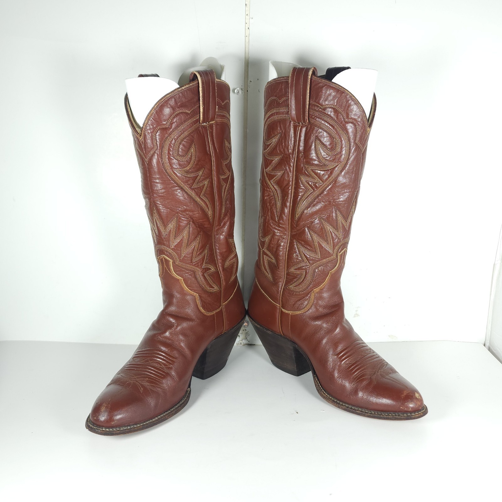 M.L.Leddy San Angelo Vtg Women’s US 8,5? Brown Leather Handmade Western Boots