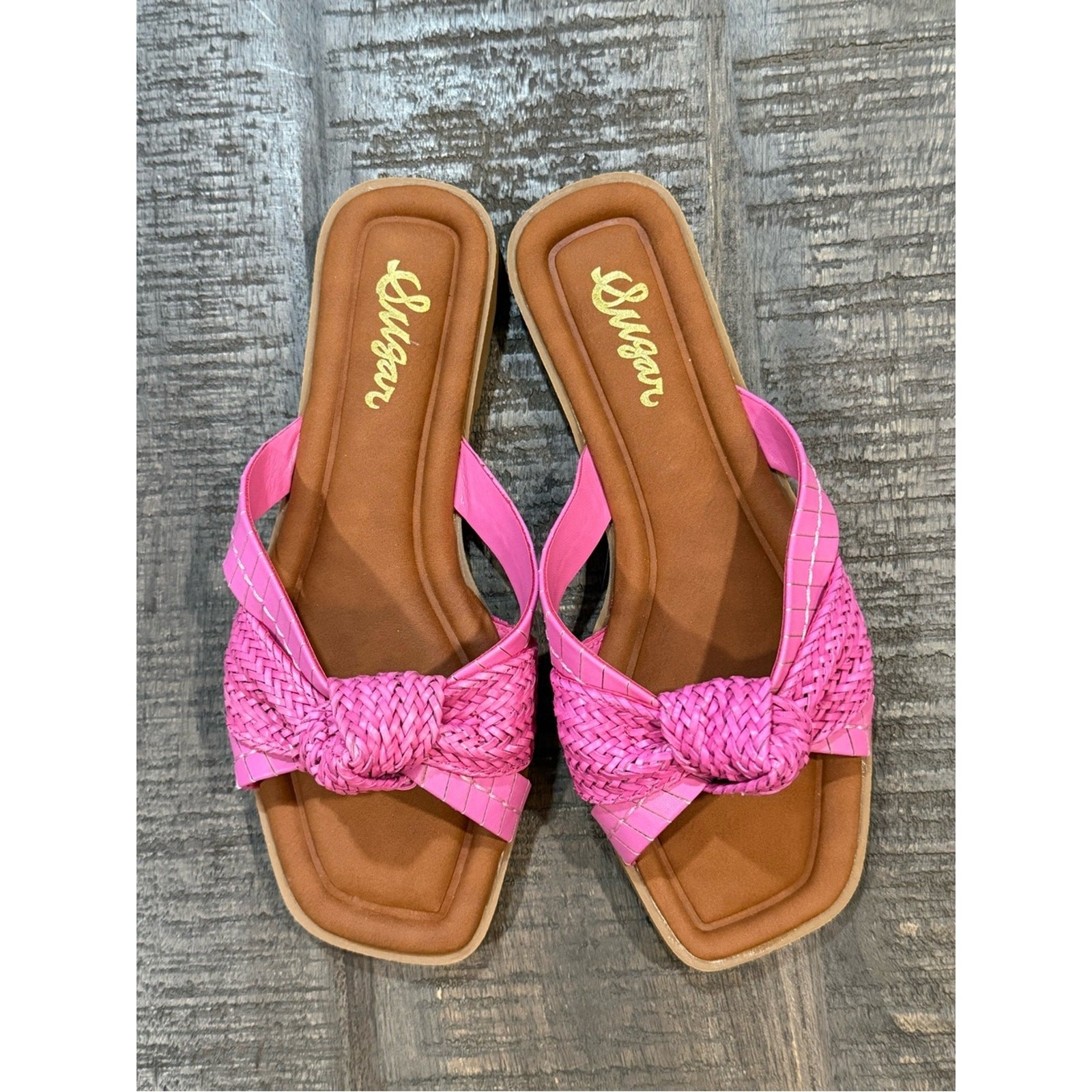 Sugar Pink Braided Knot Slide Sandals for Women