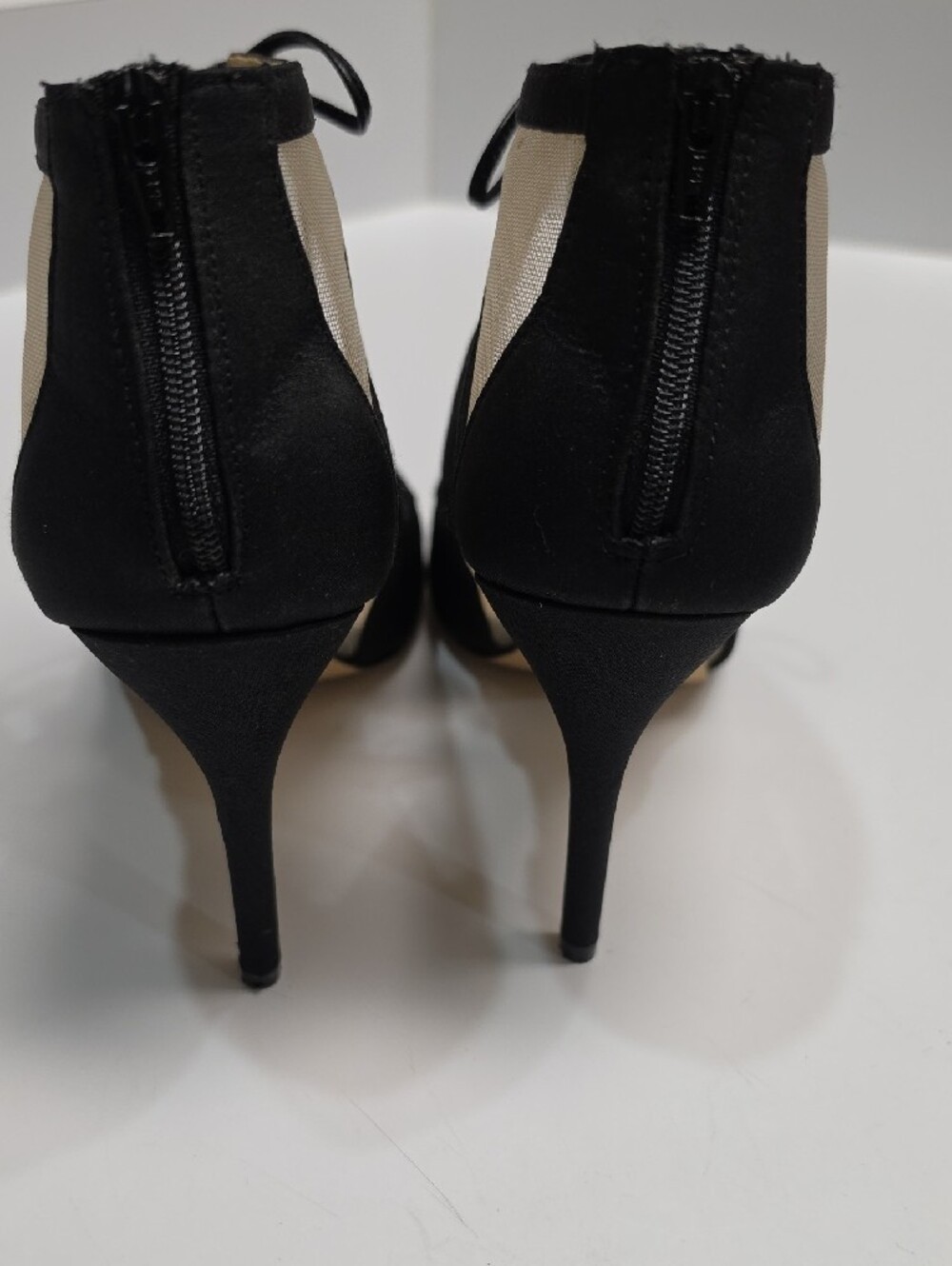 Nina Cherie Peep-Toe Black Lace-Up Bootie Dress Heels – Size 8