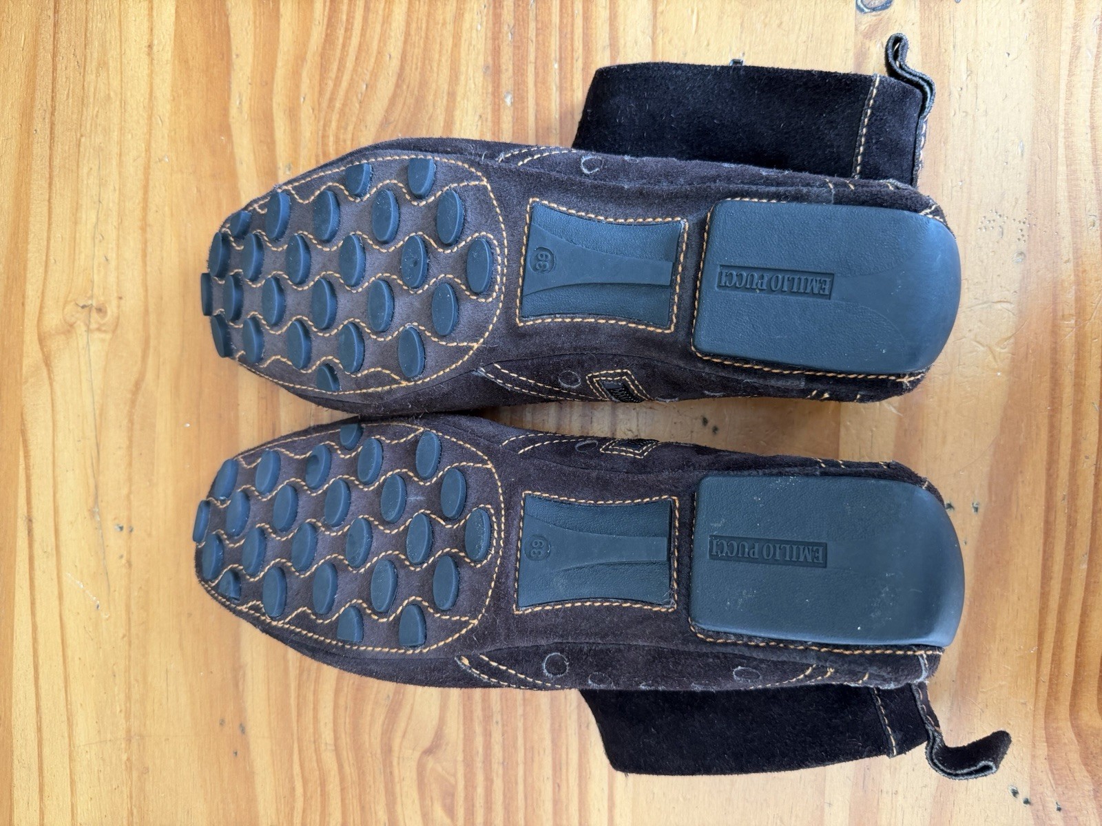 Emilio Pucci Moccasin Boots Size 39 Brown Leather