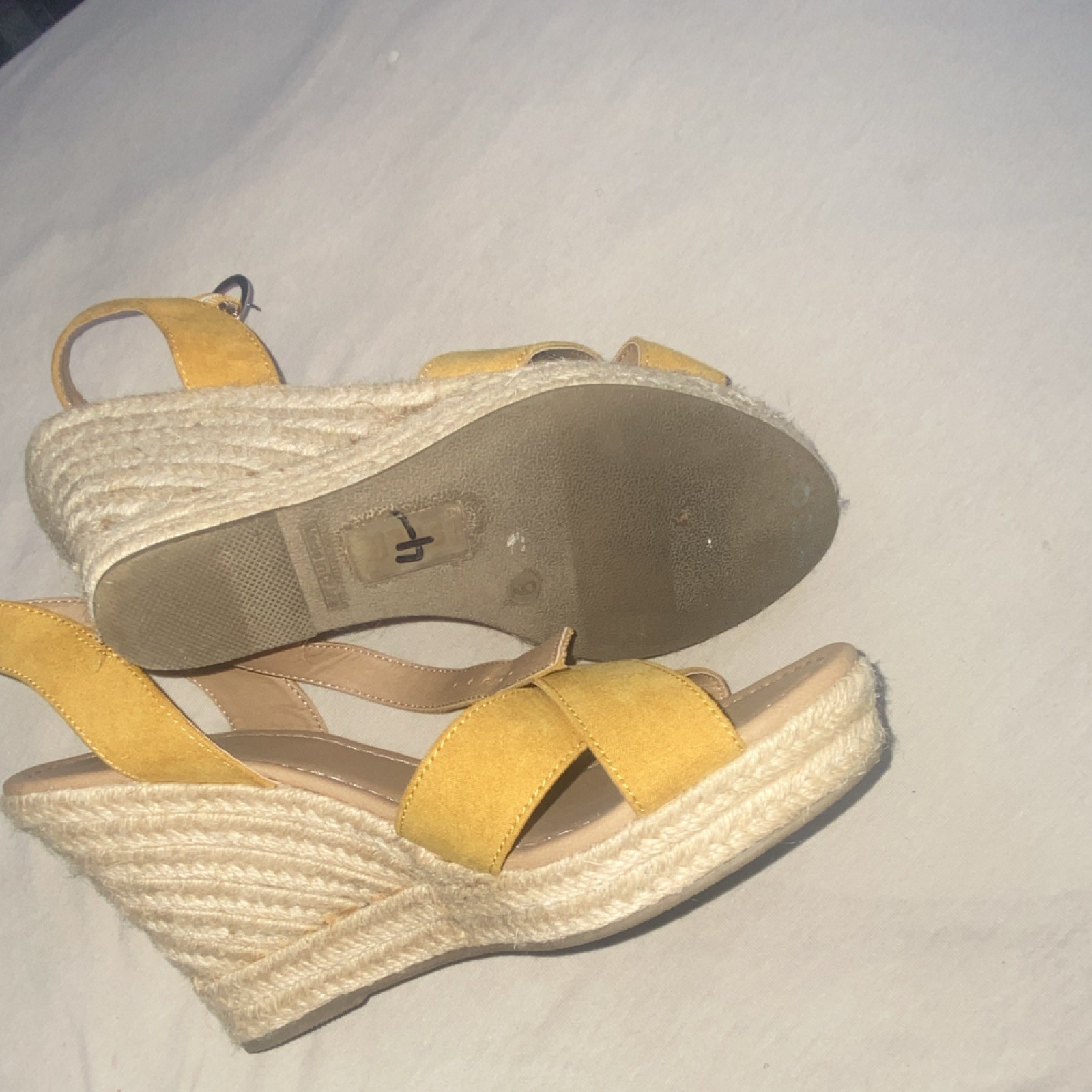 Sugar Yellow Strappy Ankle Strap Women’s Wedge Sandals Solid