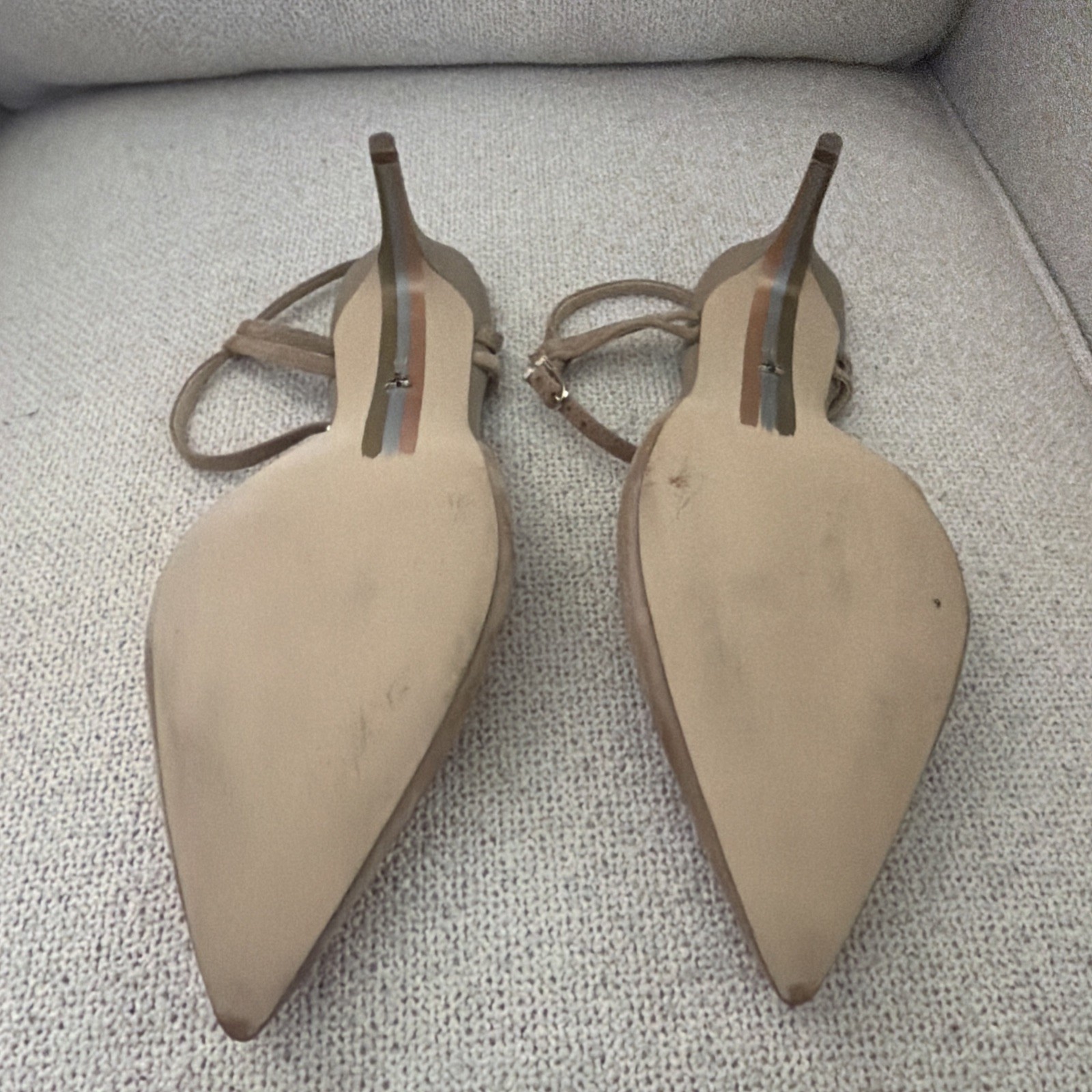 Sam Edelman Tan Suede Slingback Pointed Toe Stiletto Heels Buckle