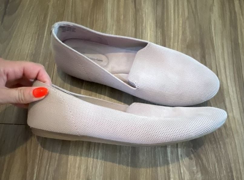 Time and Tru Memory Foam Knit Slip-On Loafer Flats Dusty Pink
