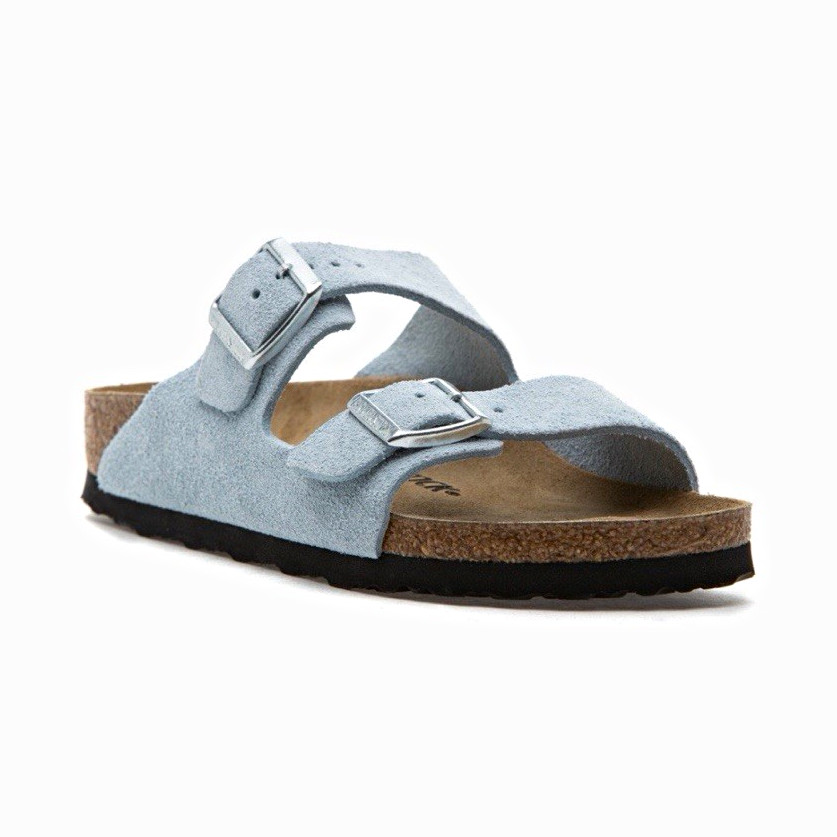 Birkenstock Women’s Blue Suede Slide Sandals US 10 Cork Insole Buckle