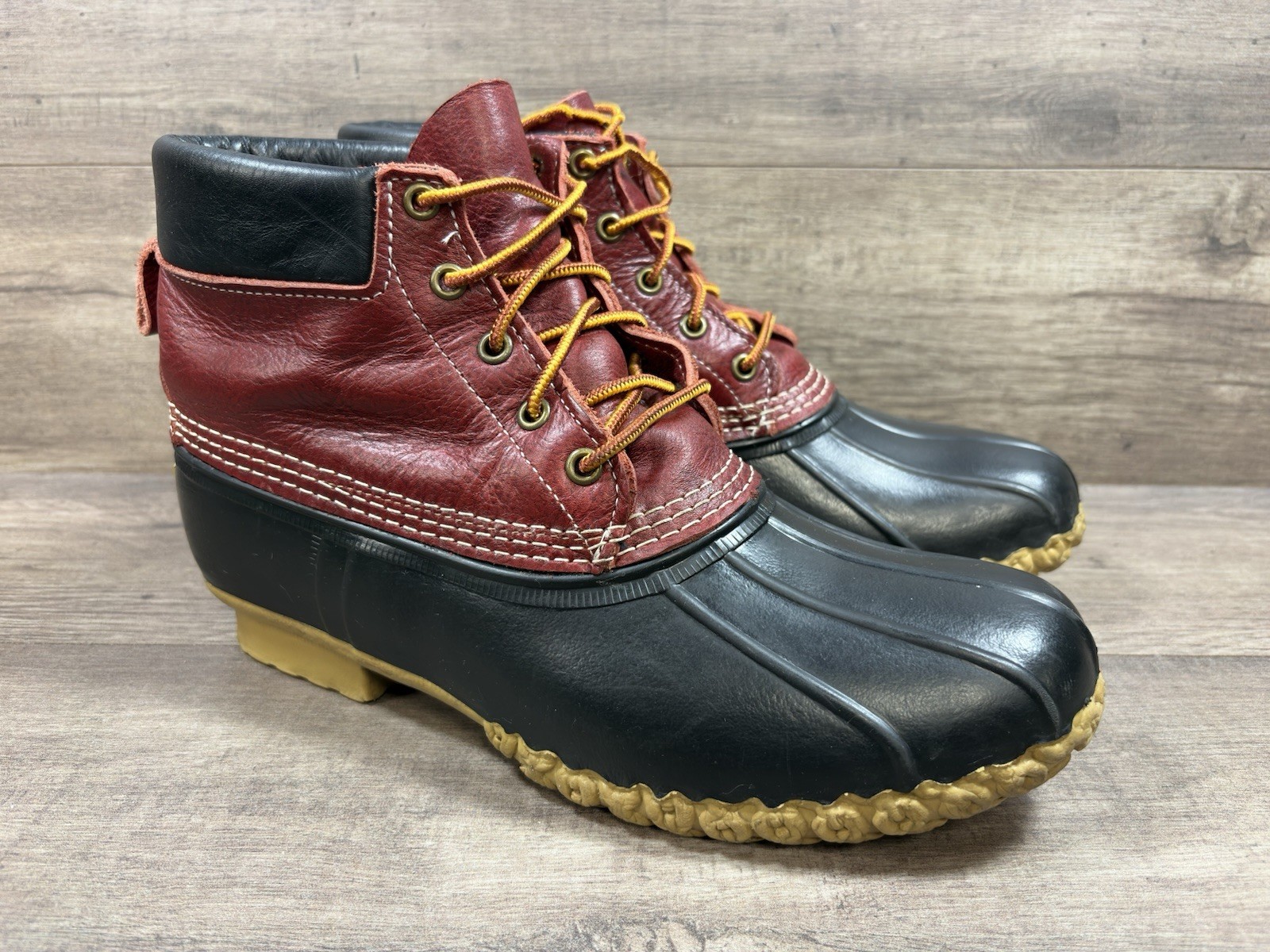 LLBean Bean Hunting Boots 10in Red Black Leather 503046 Comfort Womens Size 11